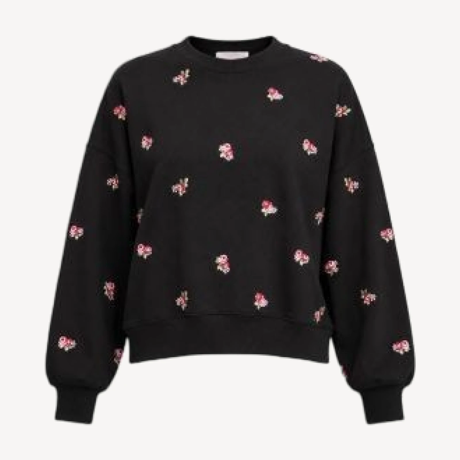 Cinq a Sept Tossed Roses Cotton Blend Embroidered Sweater