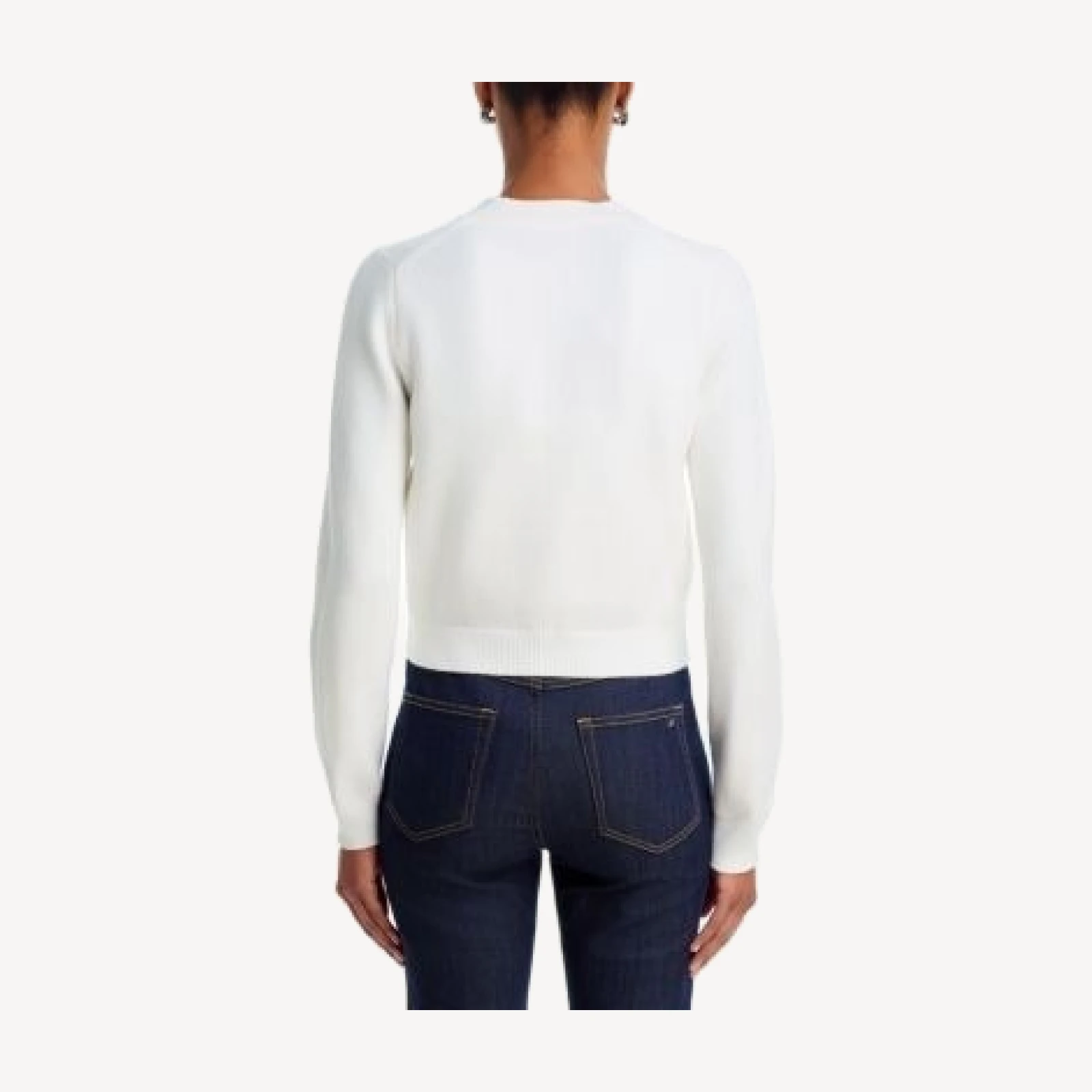 Cinq a Sept Waterfall Paillettes Cotton Blend Crewneck Cardigan