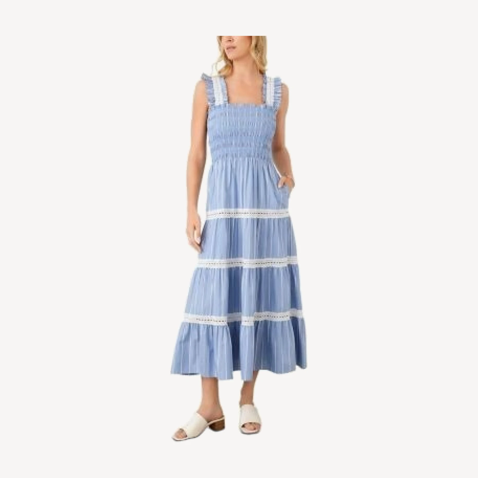 Karen Kane Striped Tiered Midi Dress