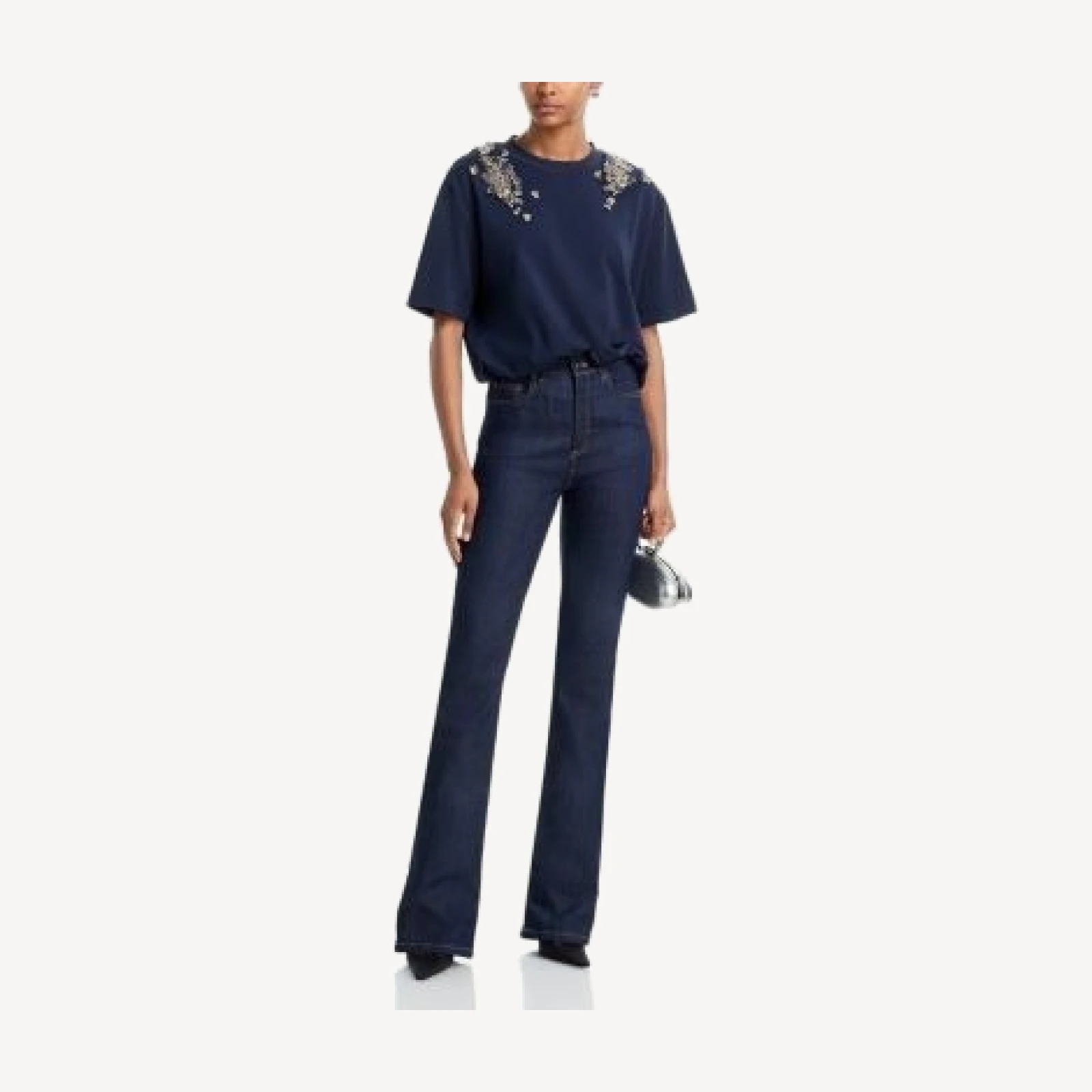 Cinq a Sept Davini Crystal Garden Beaded Cotton T-Shirt