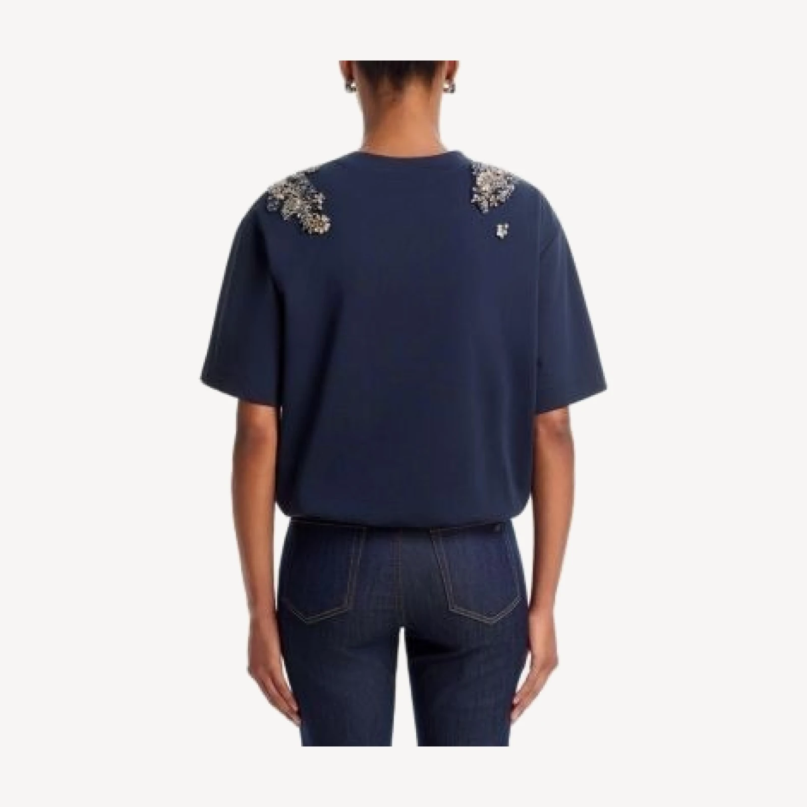 Cinq a Sept Davini Crystal Garden Beaded Cotton T-Shirt