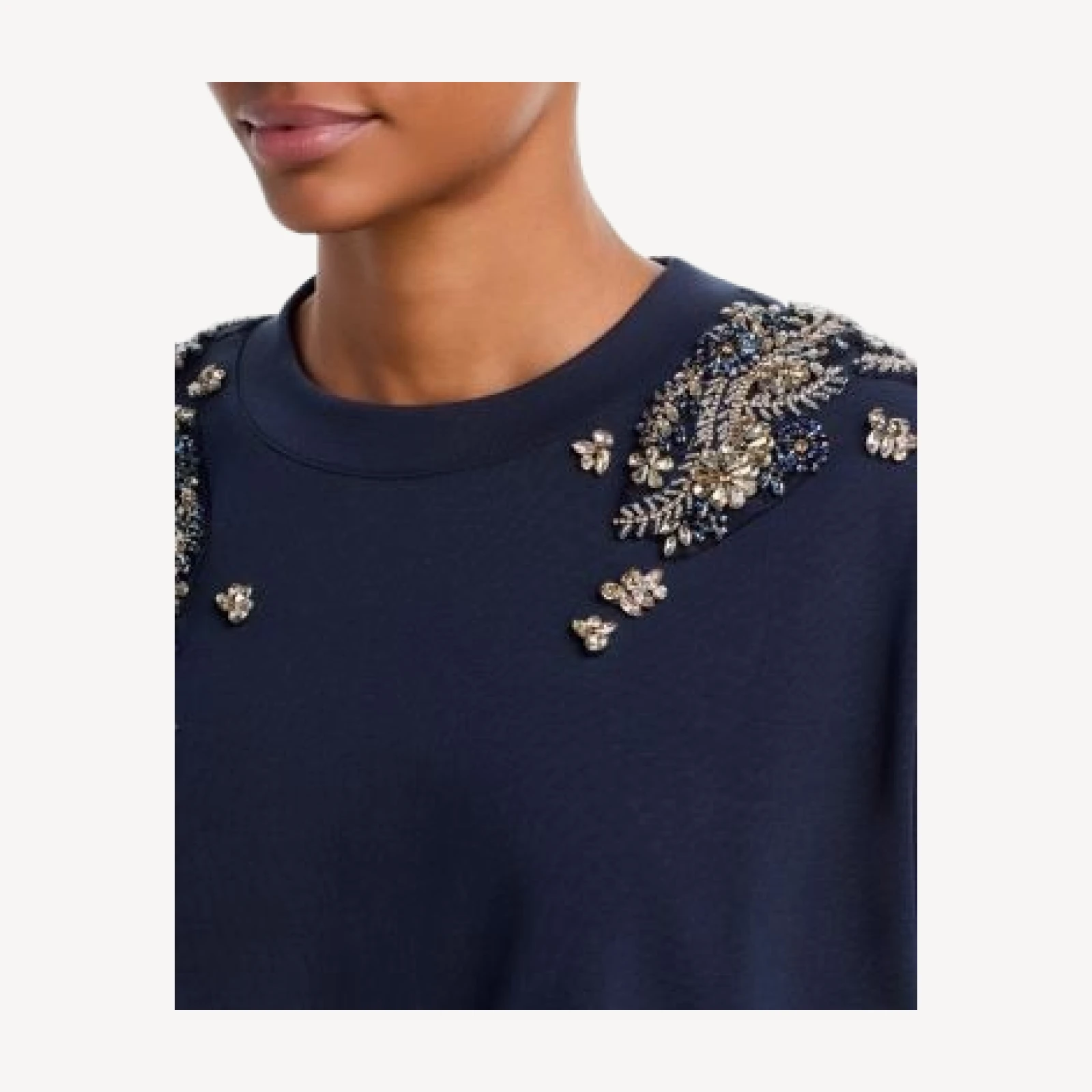 Cinq a Sept Davini Crystal Garden Beaded Cotton T-Shirt