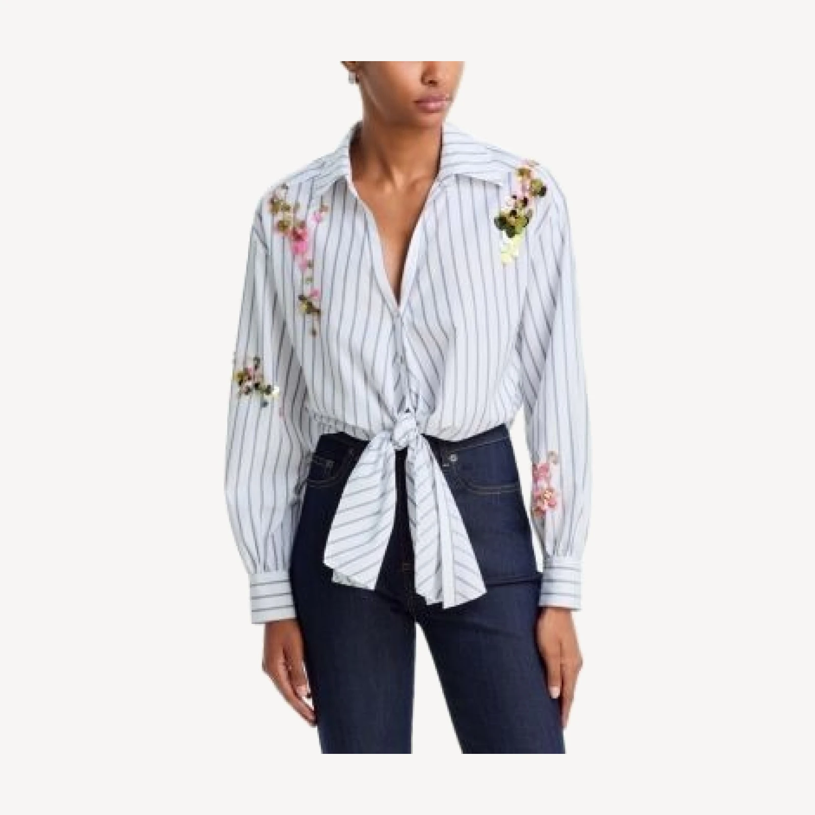 Cinq a Sept Marianna Waterfall Paillettes Striped Top
