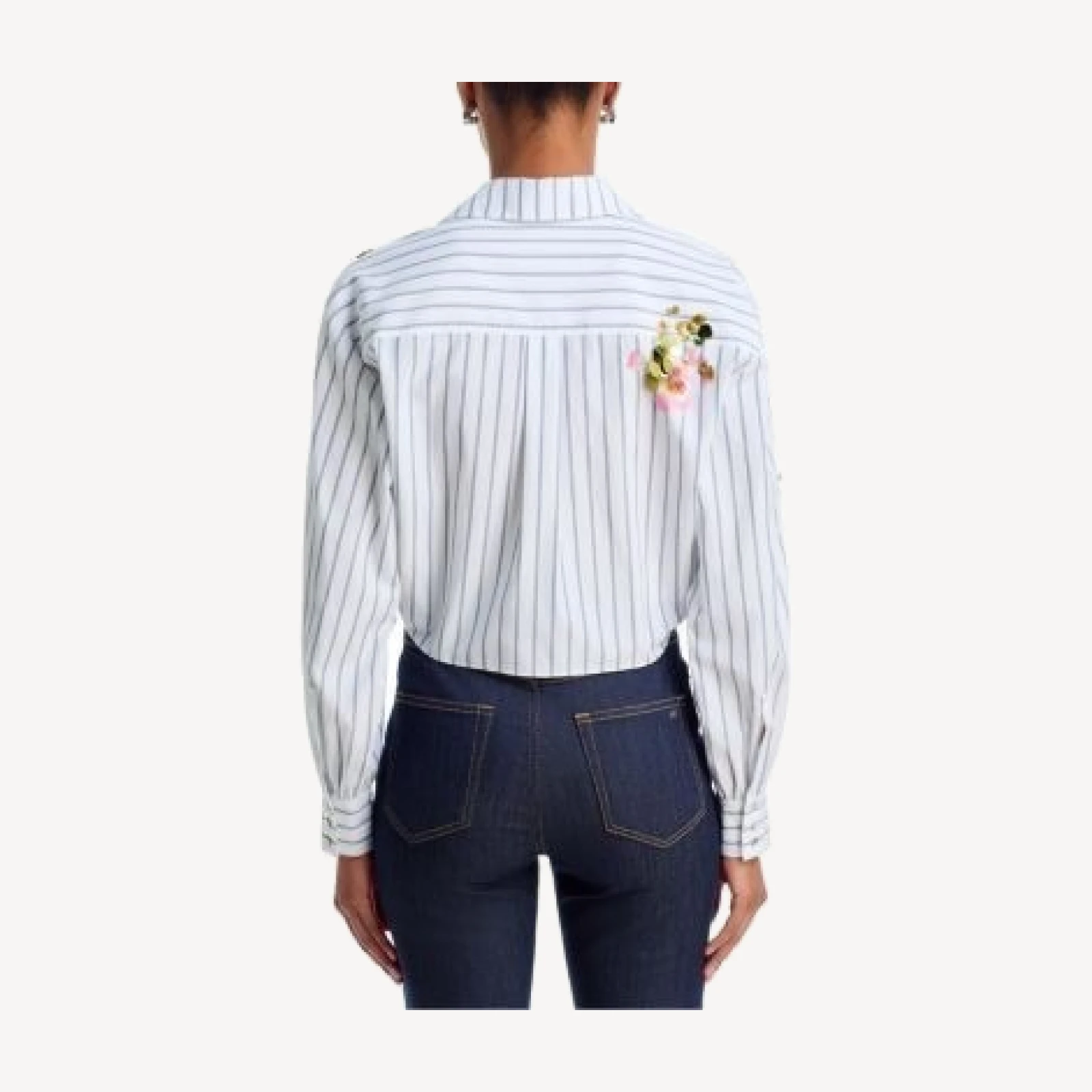 Cinq a Sept Marianna Waterfall Paillettes Striped Top