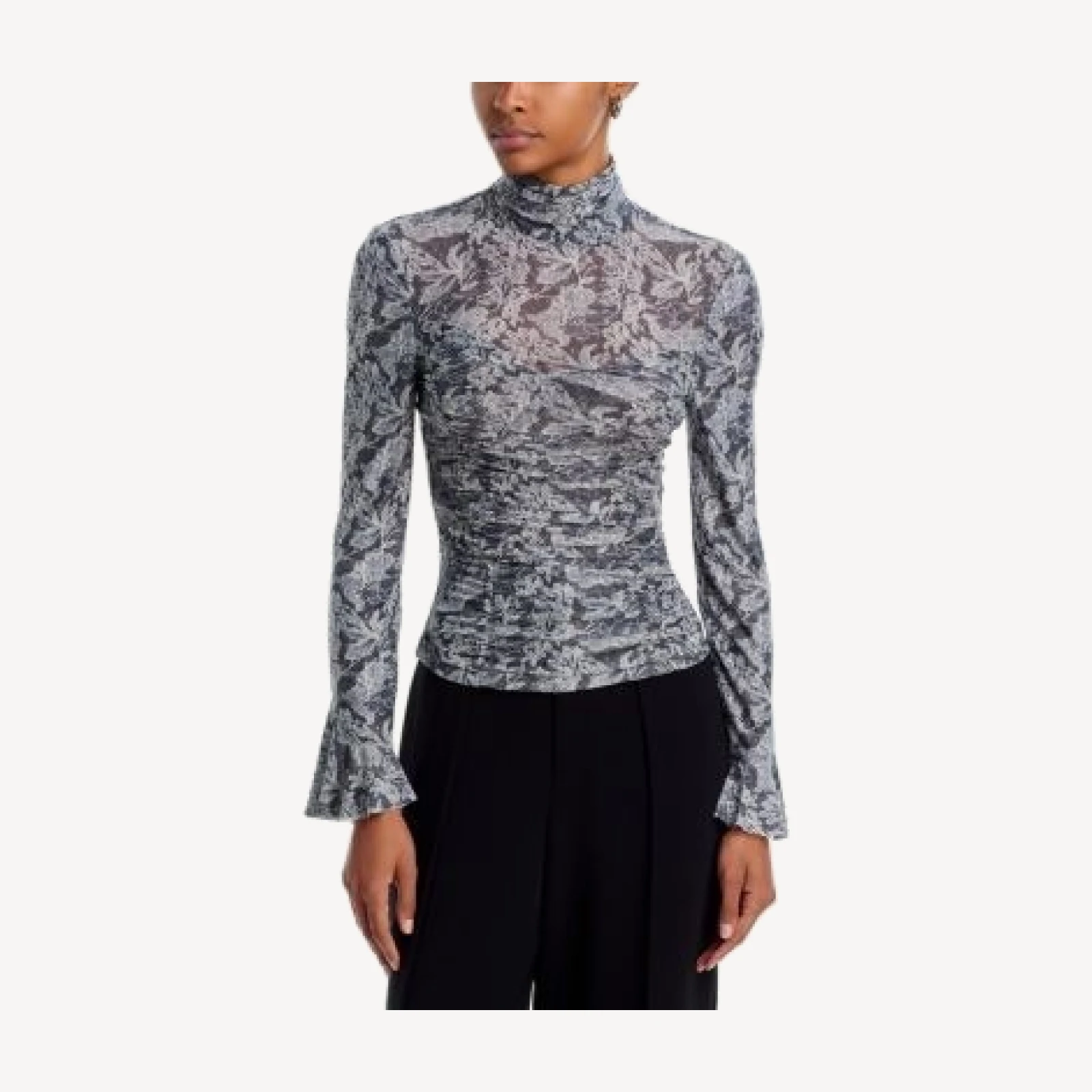Cinq a Sept Lucy Trompe L'il Lace Mock Neck Top