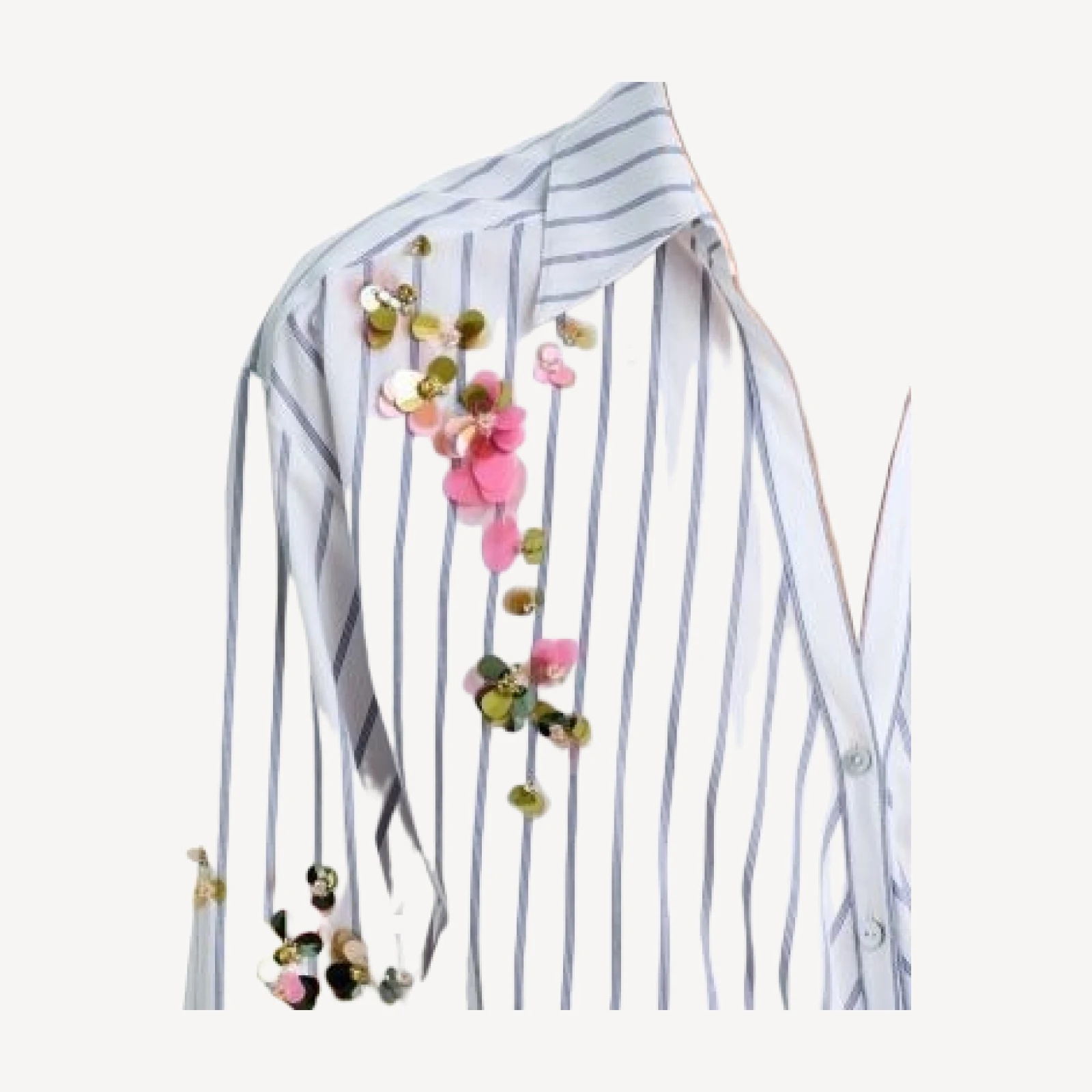 Cinq a Sept Marianna Waterfall Paillettes Striped Top