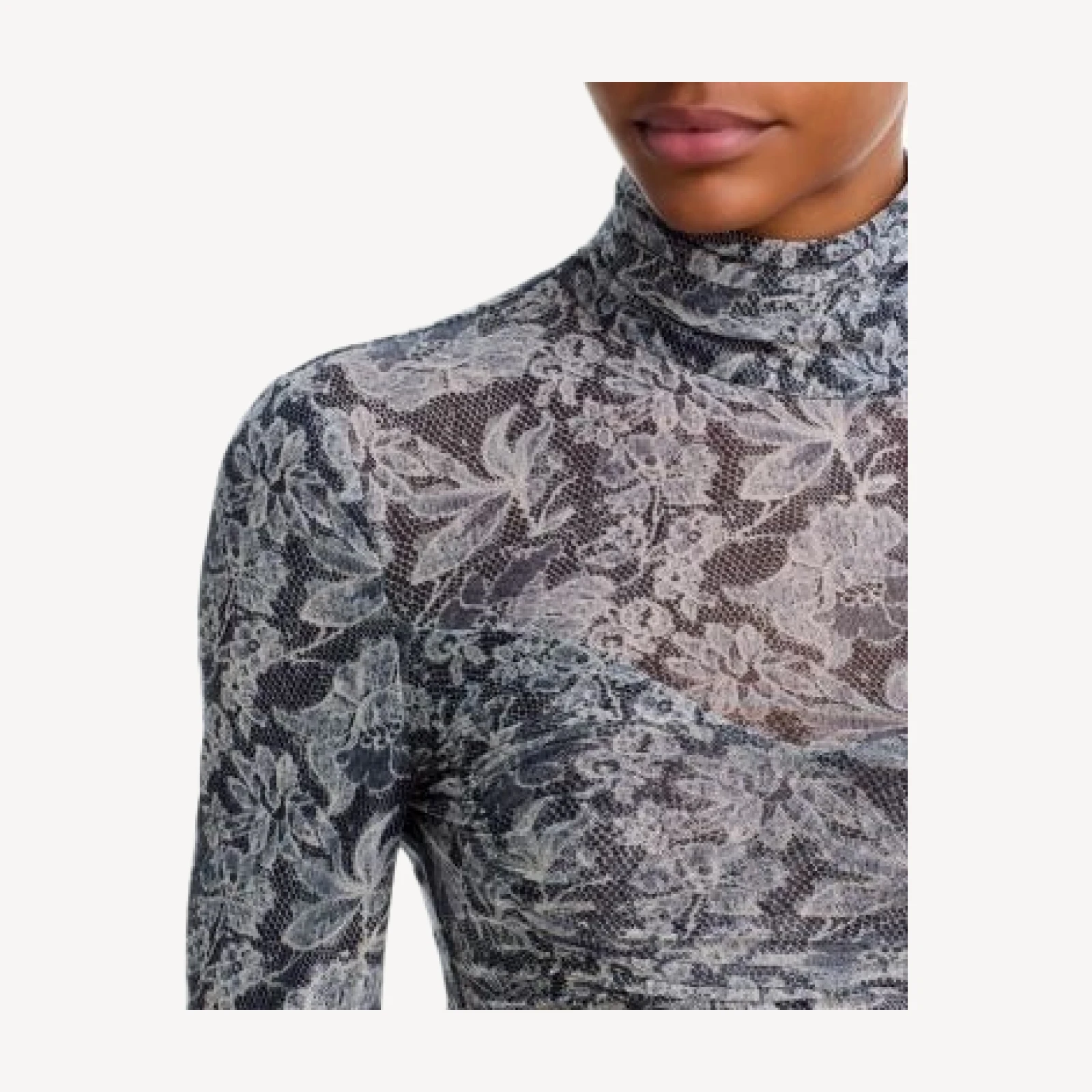 Cinq a Sept Lucy Trompe L'il Lace Mock Neck Top