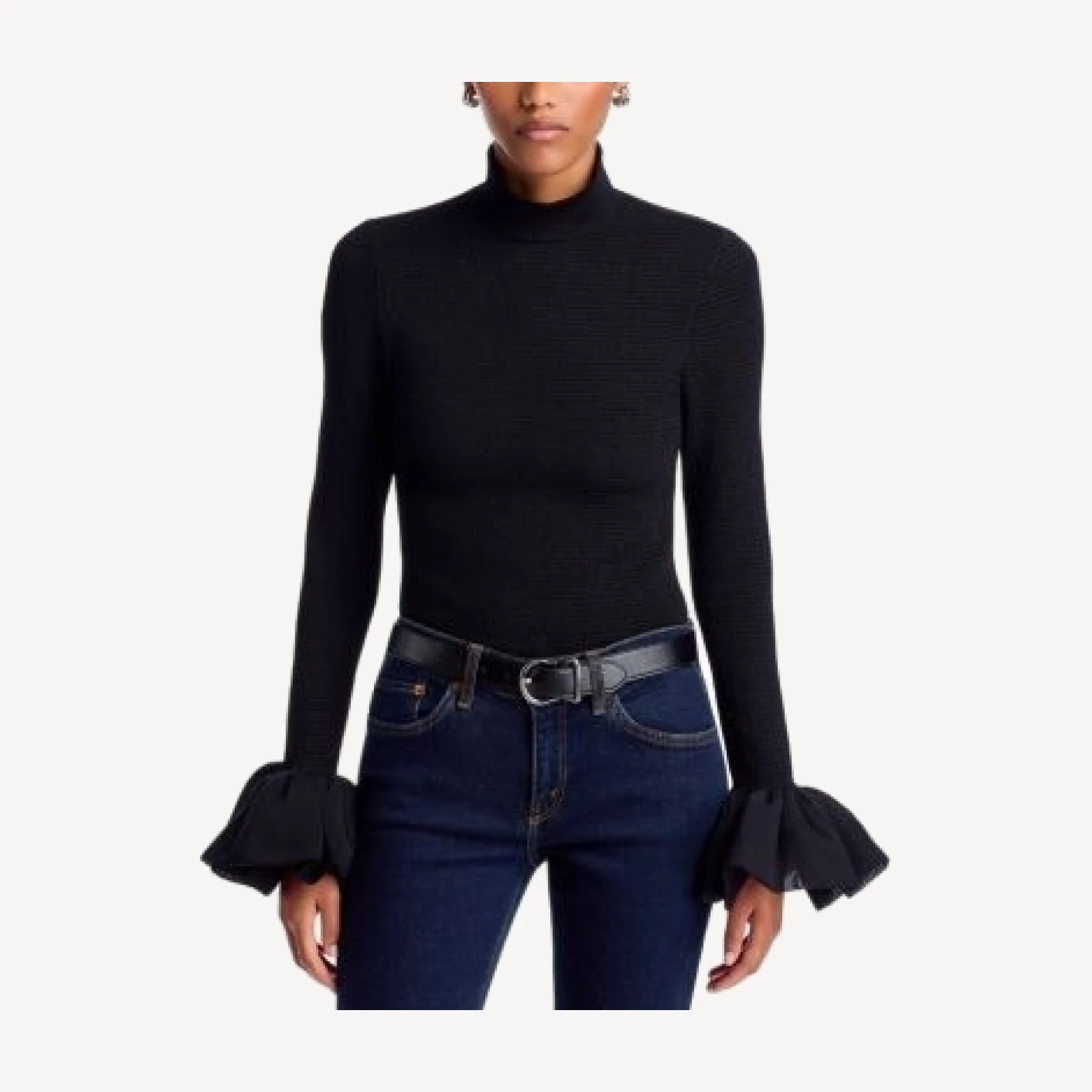 Cinq a Sept Rosetta Ruffle Trim Turtleneck