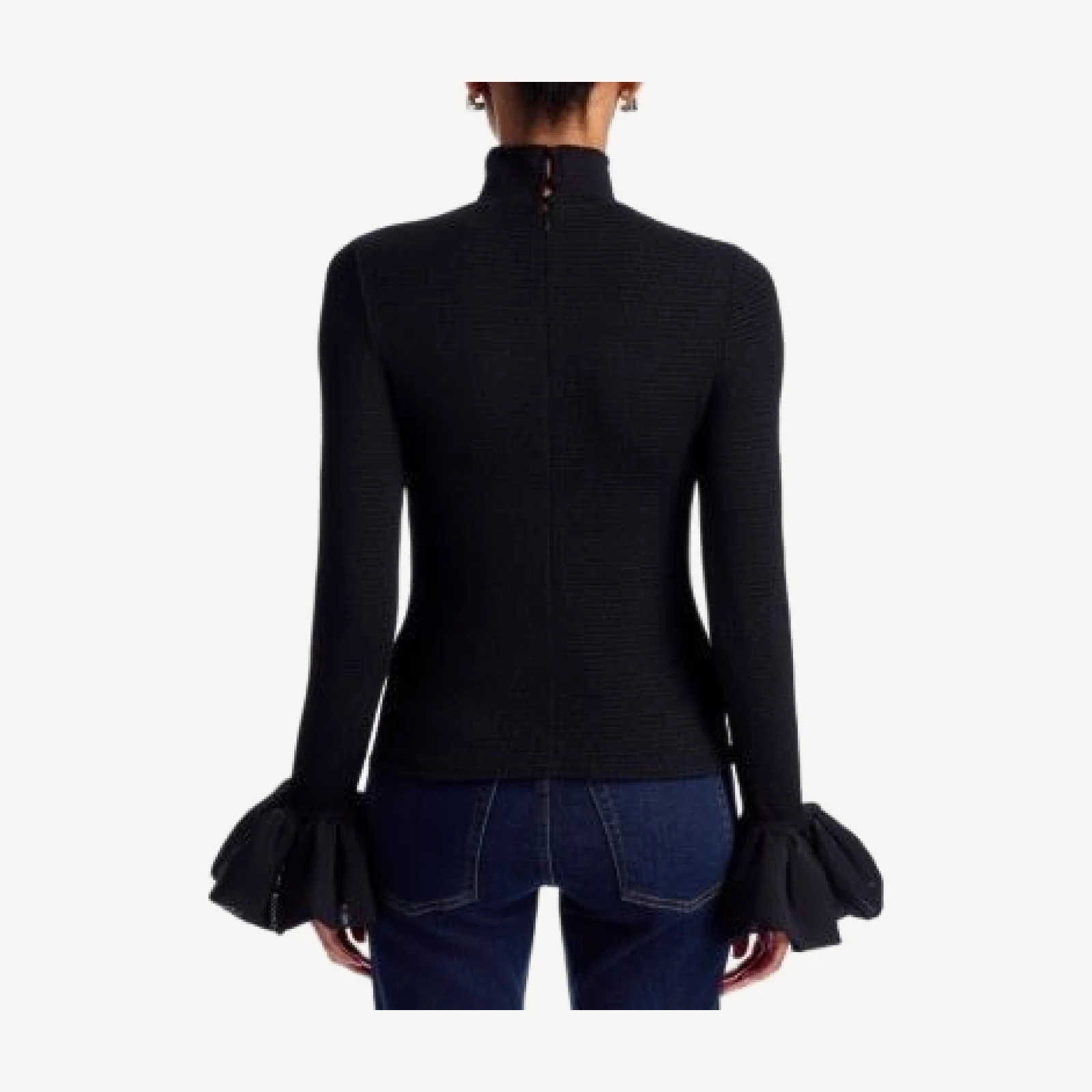 Cinq a Sept Rosetta Ruffle Trim Turtleneck