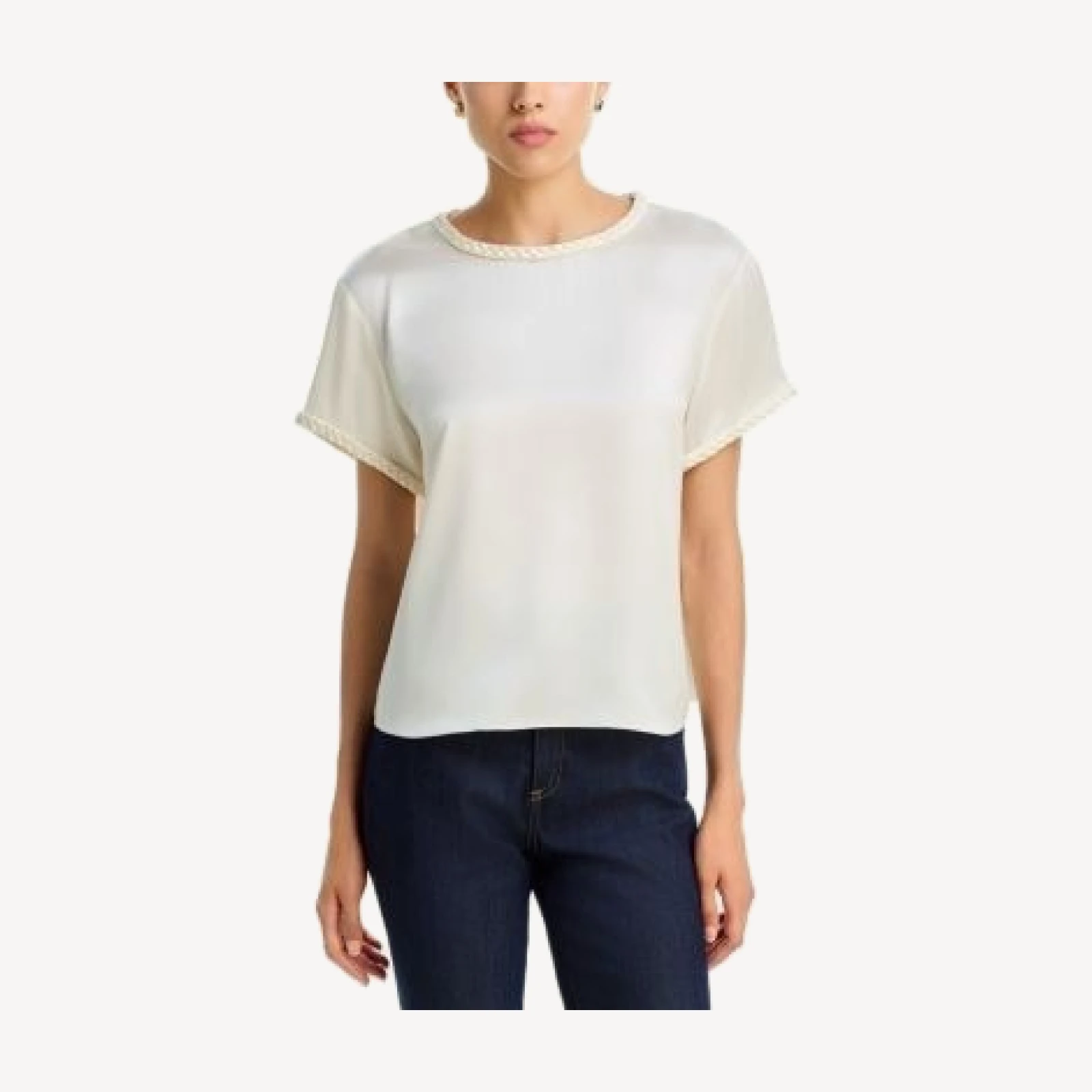 Cinq a Sept Satin Braided Trim Tee