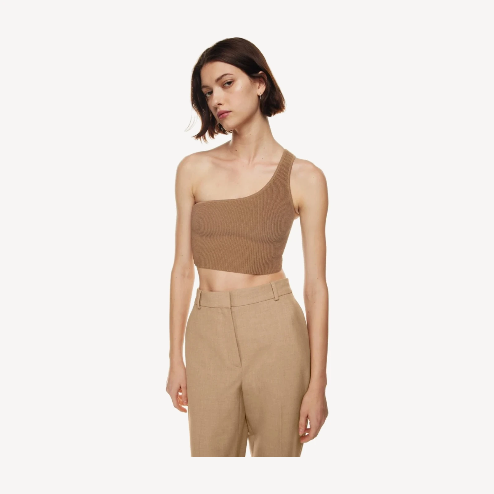 Sculpt Knit One-Shoulder Cropped Tank