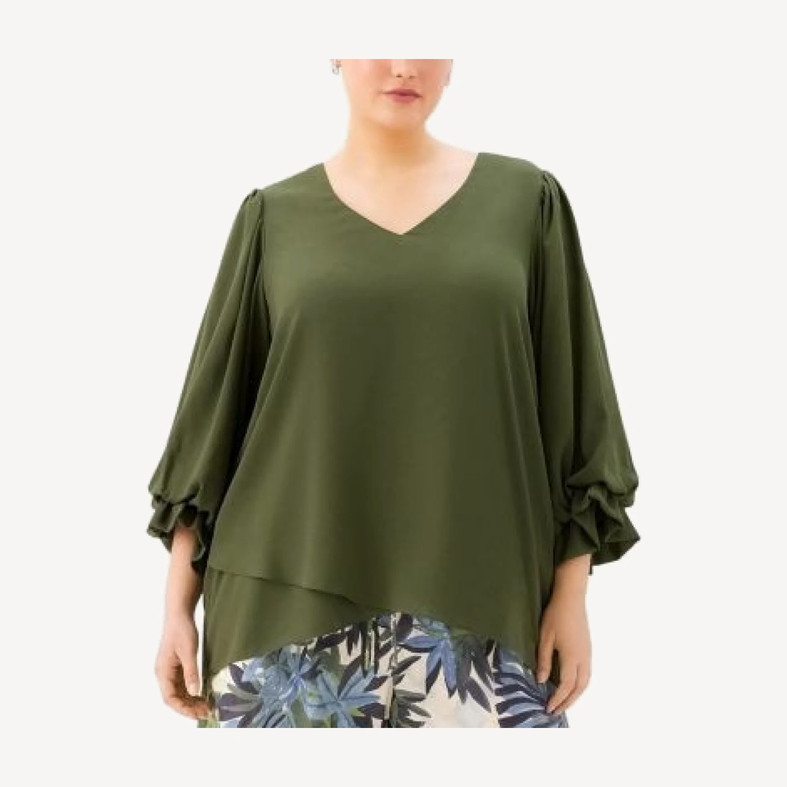 Karen Kane Plus Layered Sleeve Asymmetric Top