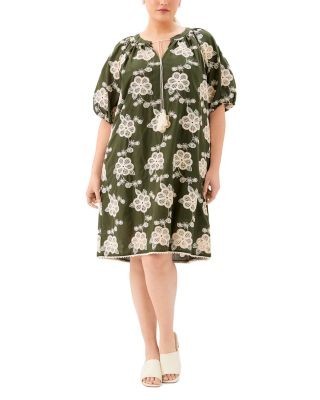 Karen Kane Plus Puff Sleeve Tassel Dress