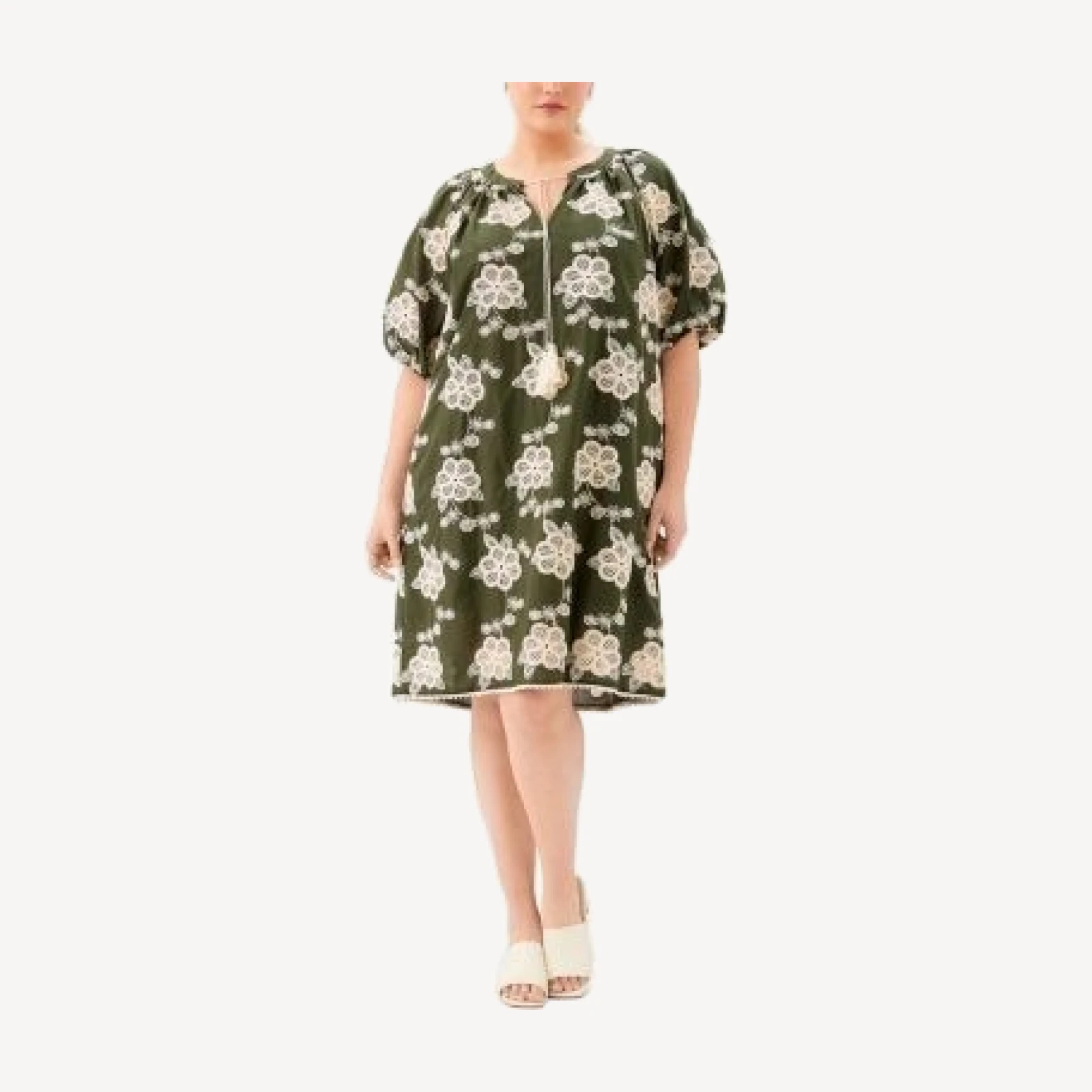 Karen Kane Plus Puff Sleeve Tassel Dress