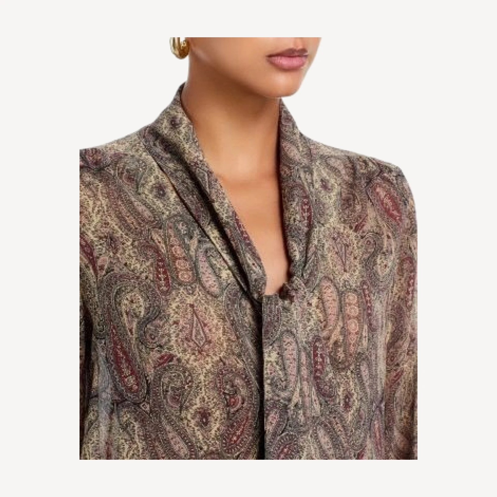 Frame The Paisley Silk Tie Blouse
