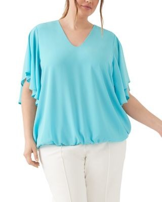 Karen Kane Plus Size Flutter Sleeve V Neck Top
