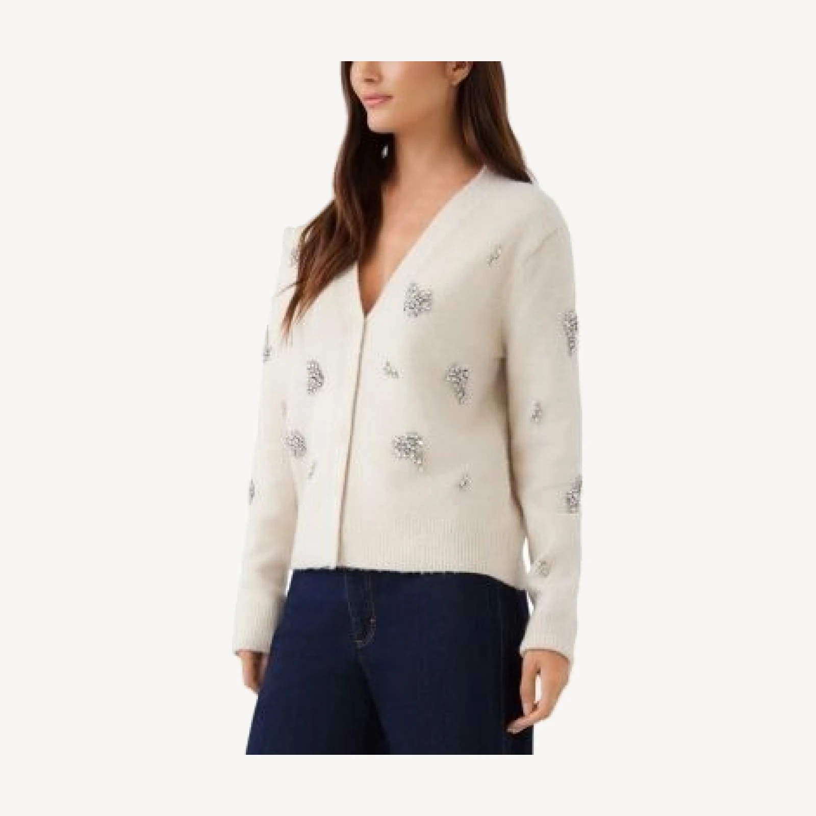 Karen Kane Embellished Rhinestone Cardigan Sweater