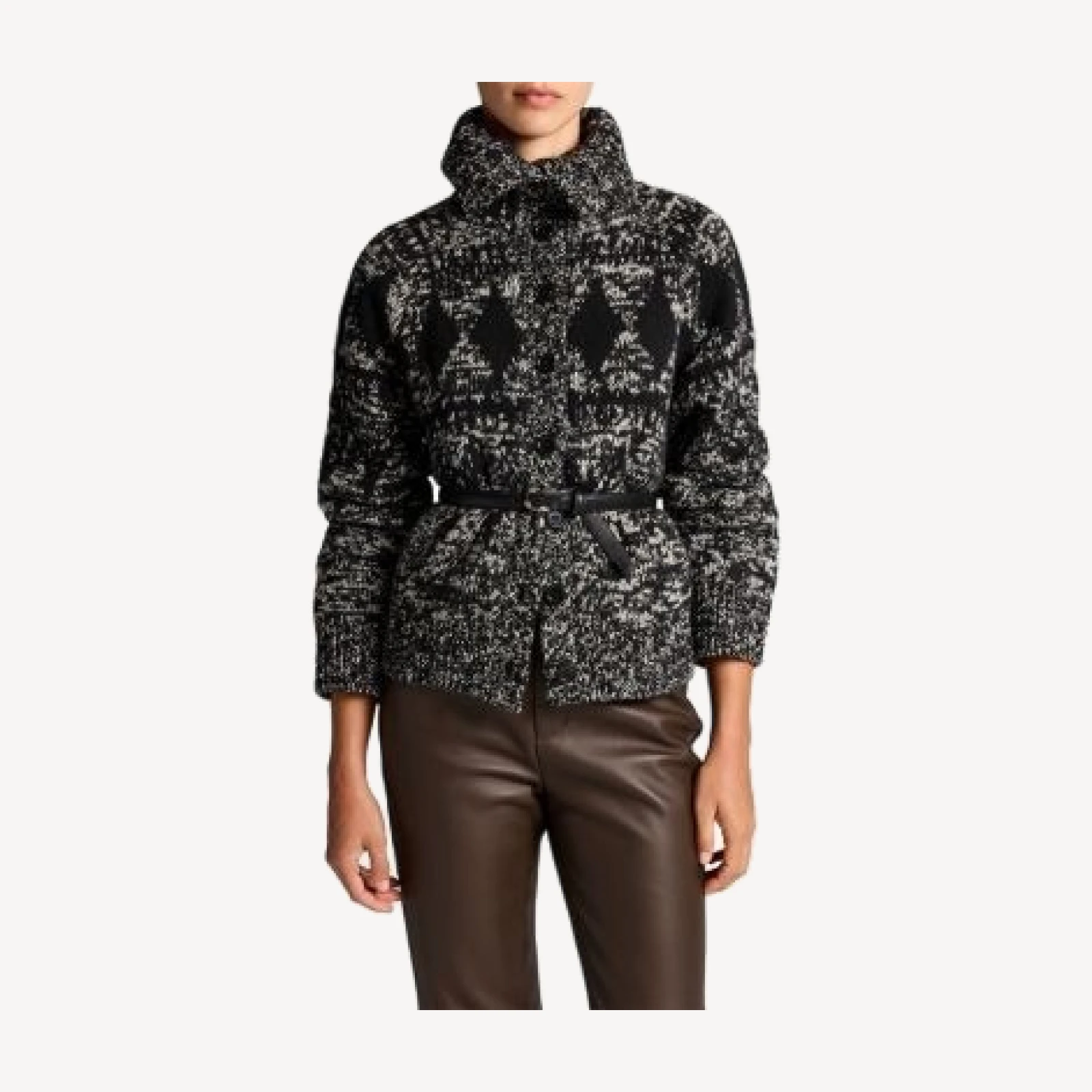 Vince Boxy Marled Fair Isle Wool Blend Cardigan