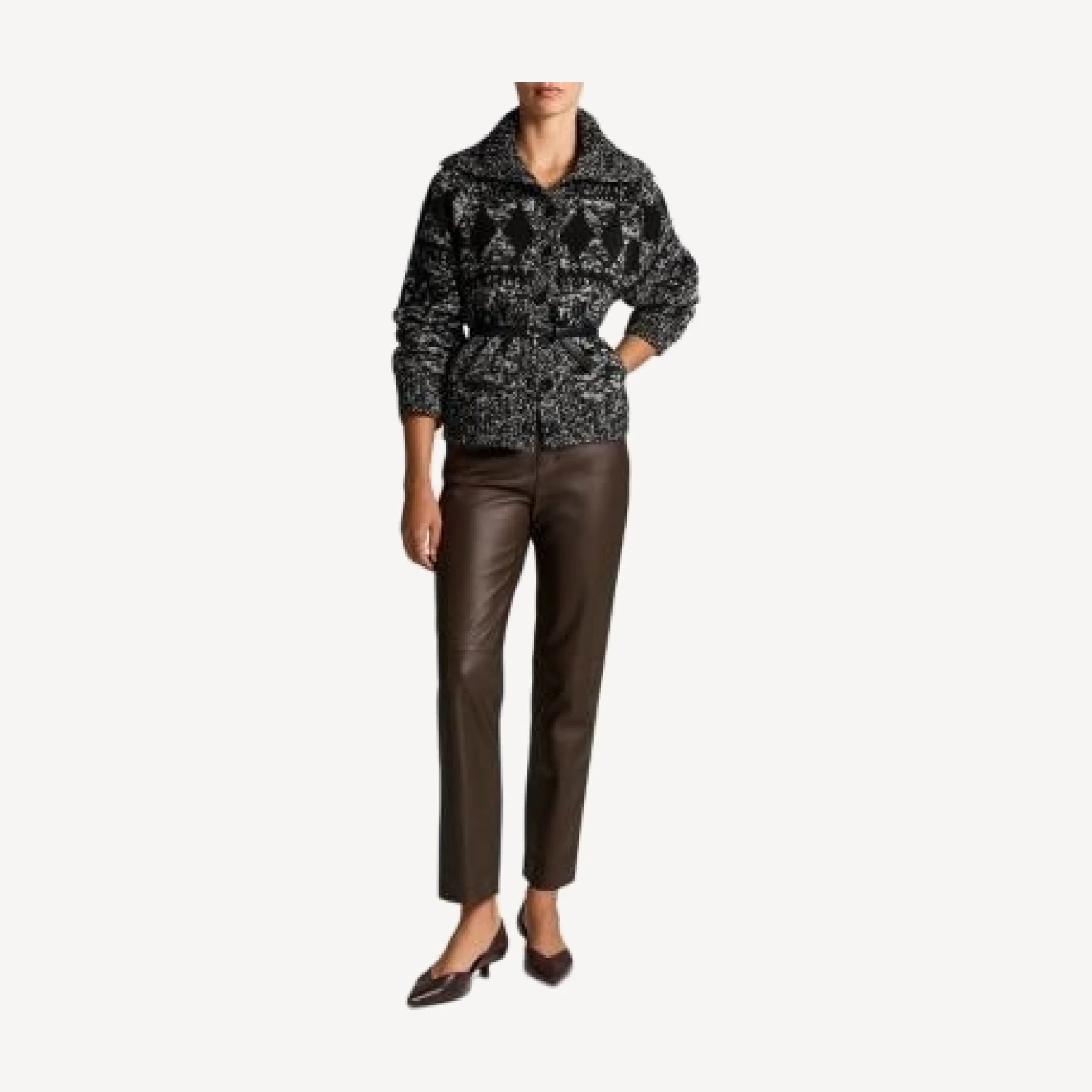 Vince Boxy Marled Fair Isle Wool Blend Cardigan