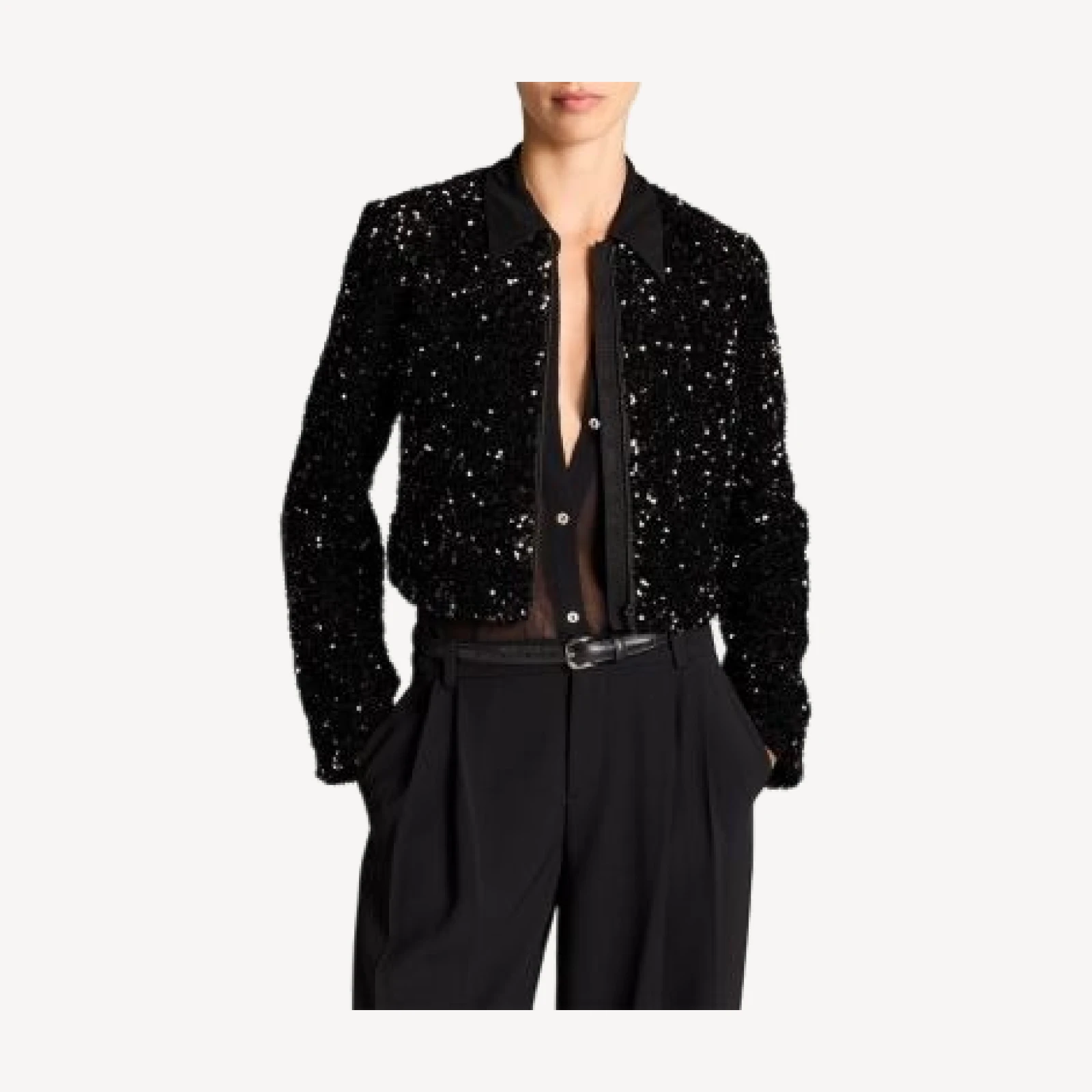 Vince Sequined Zip Front Jacket