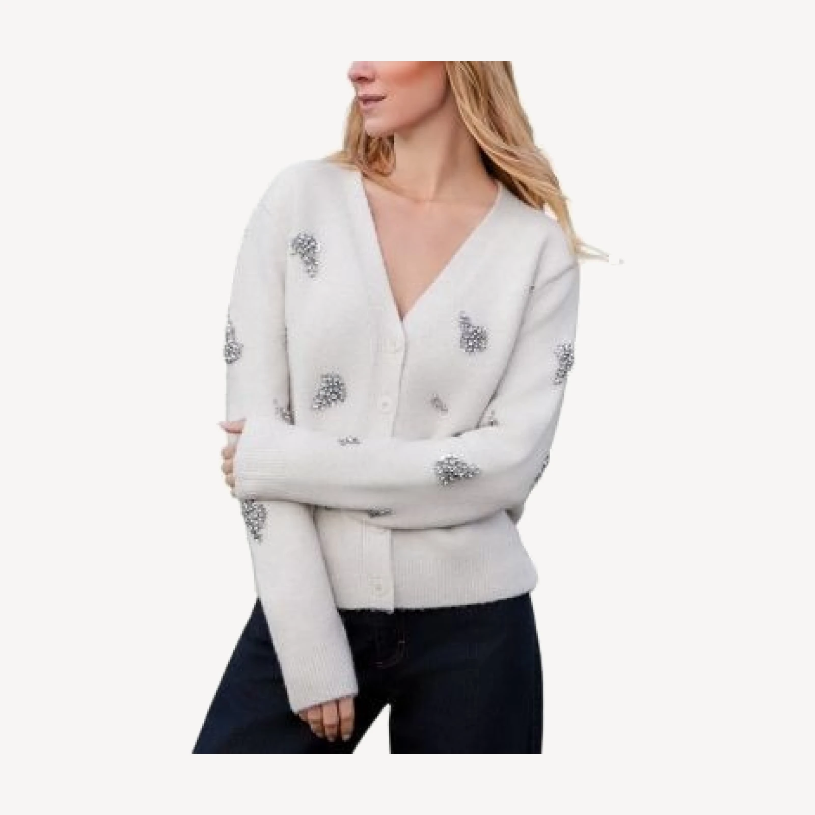 Karen Kane Embellished Rhinestone Cardigan Sweater