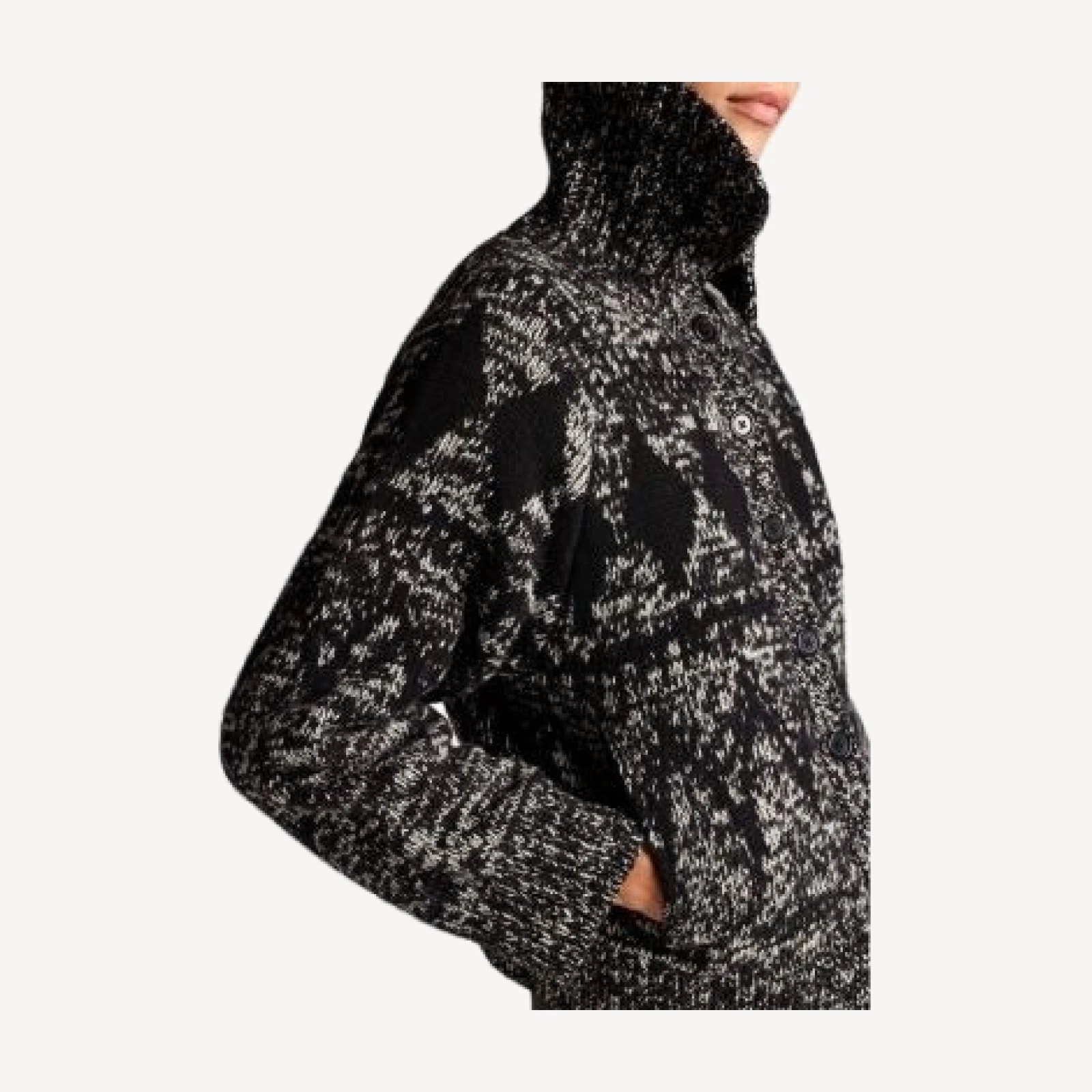 Vince Boxy Marled Fair Isle Wool Blend Cardigan