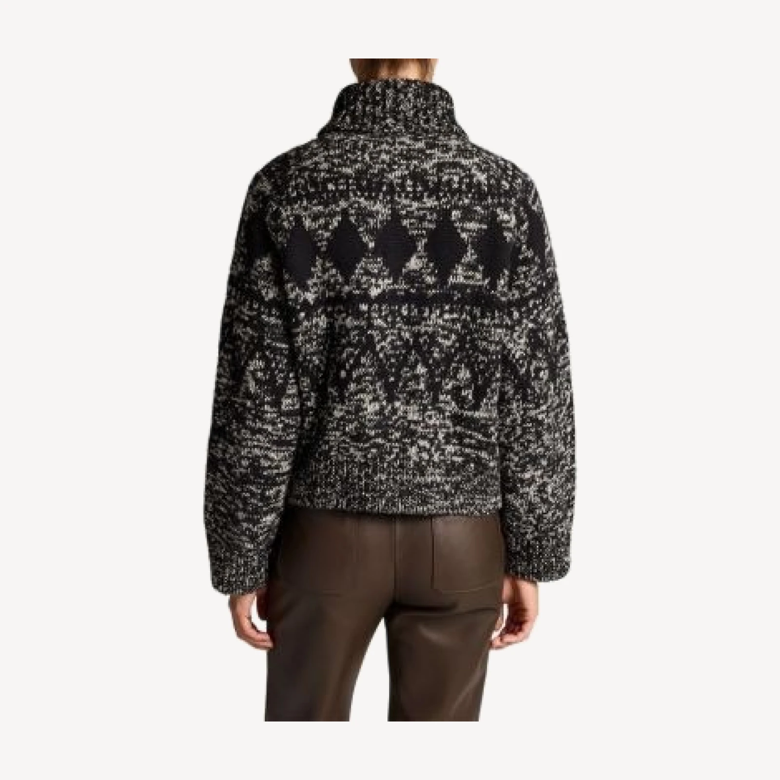 Vince Boxy Marled Fair Isle Wool Blend Cardigan