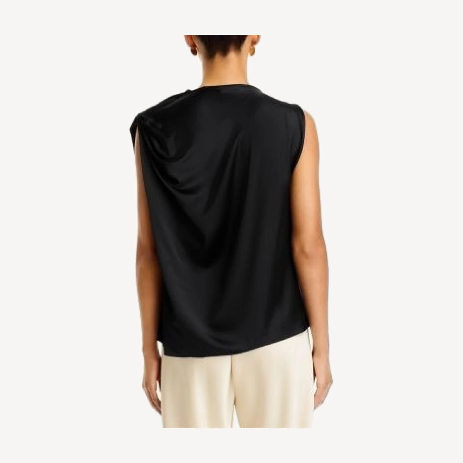 Vince Silk Bias Twist Shoulder Cowl Neck Top