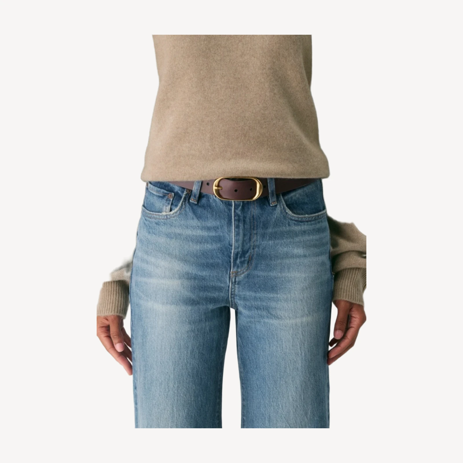 Halo Solid Brass Leather Wide Belt