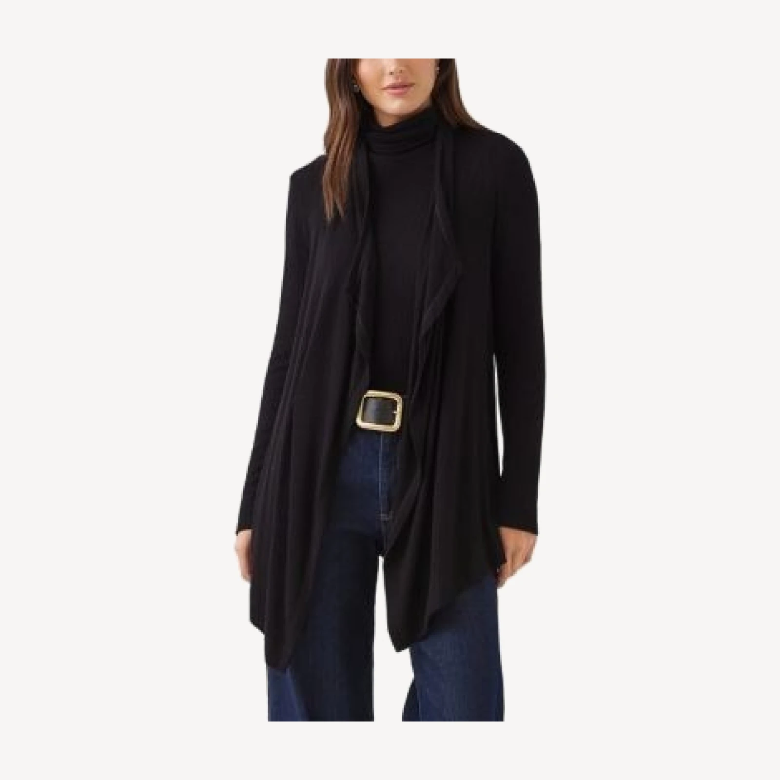 Karen Kane Ribbed Drape Front Cardigan