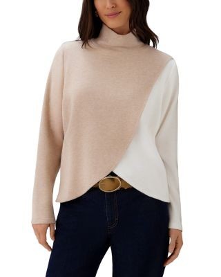 Karen Kane Long Sleeve Crossover Colorblock Top
