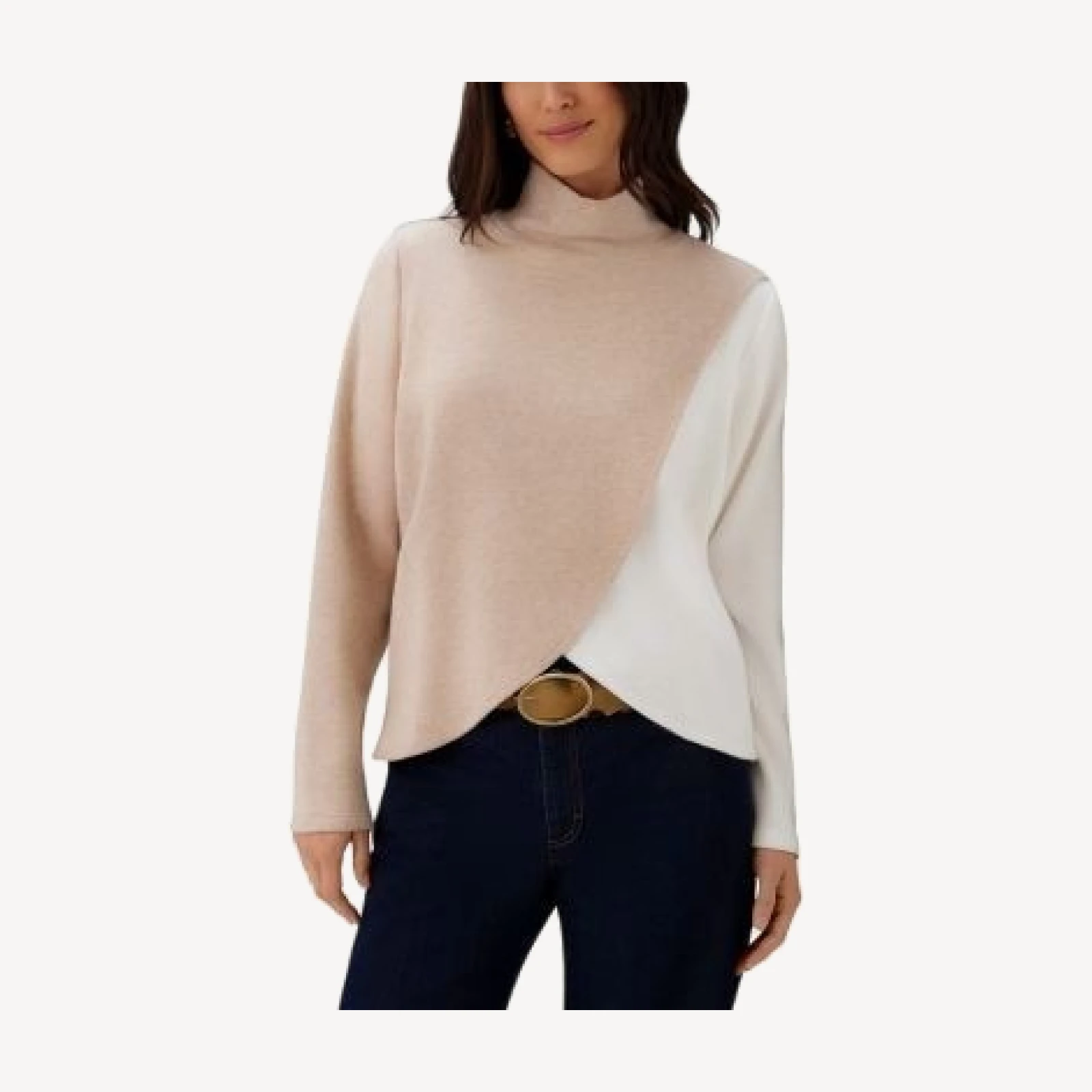 Karen Kane Long Sleeve Crossover Colorblock Top