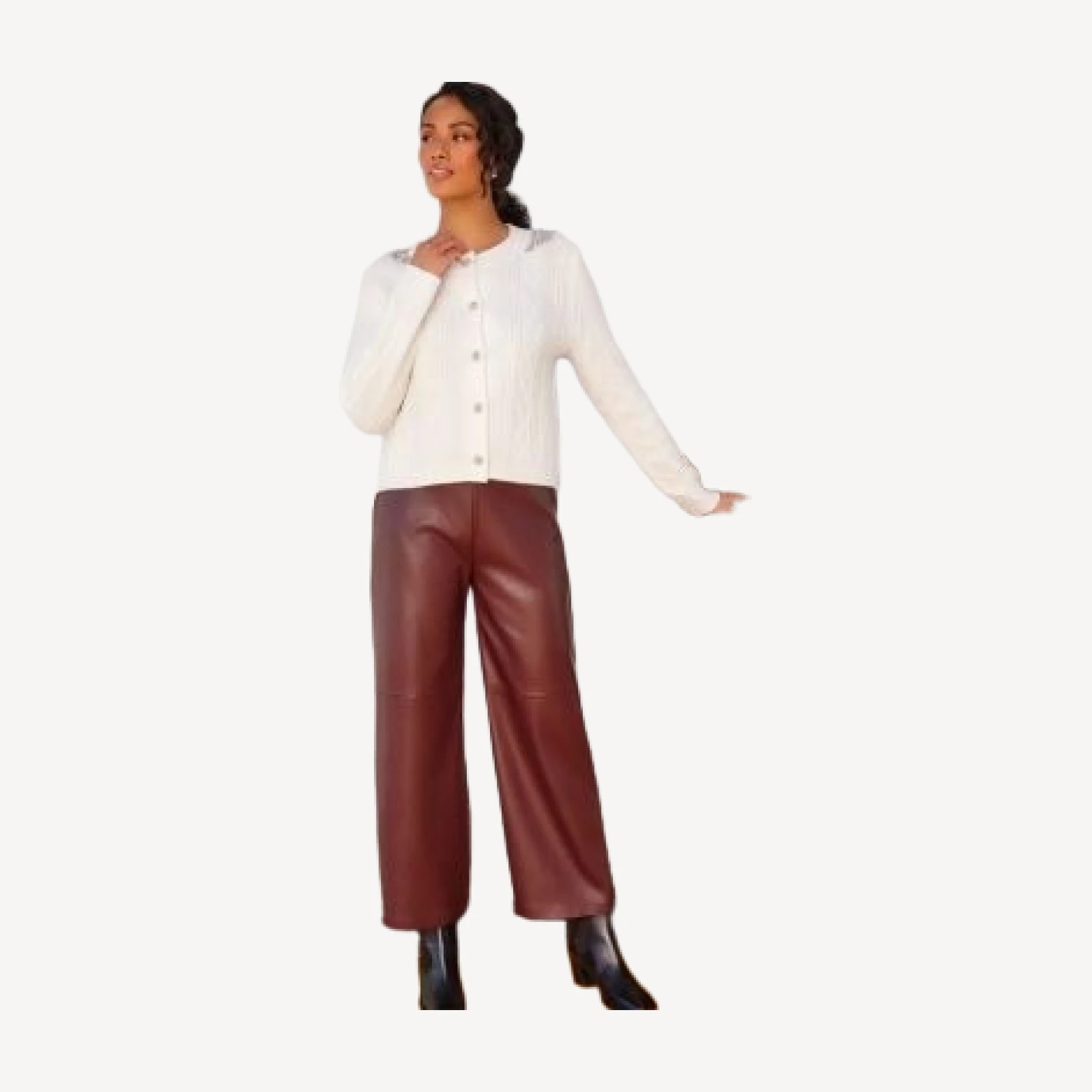 Karen Kane Faux Leather Pull On Ankle Pants