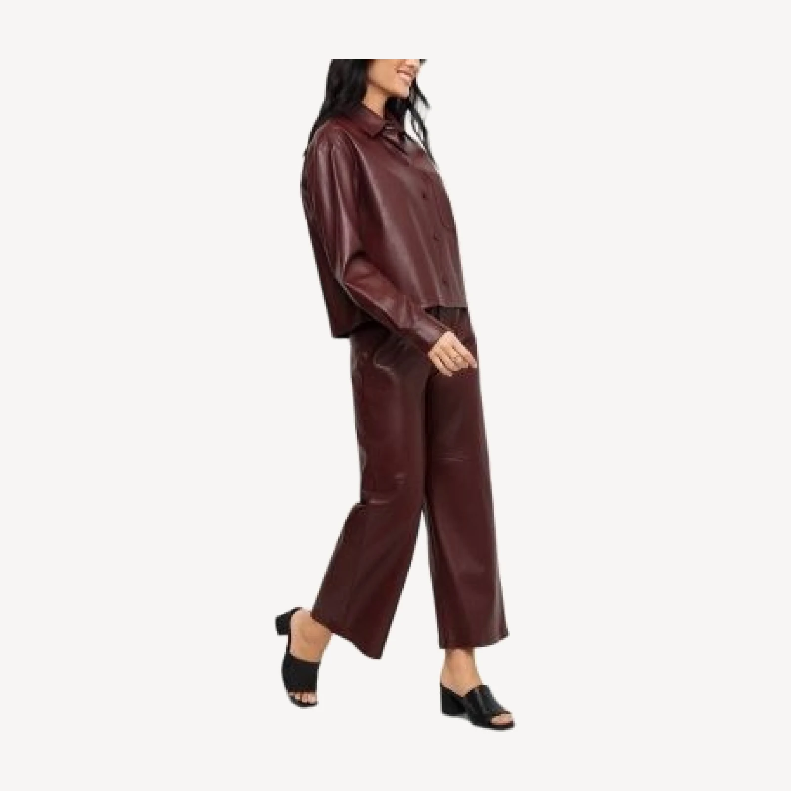 Karen Kane Faux Leather Pull On Ankle Pants