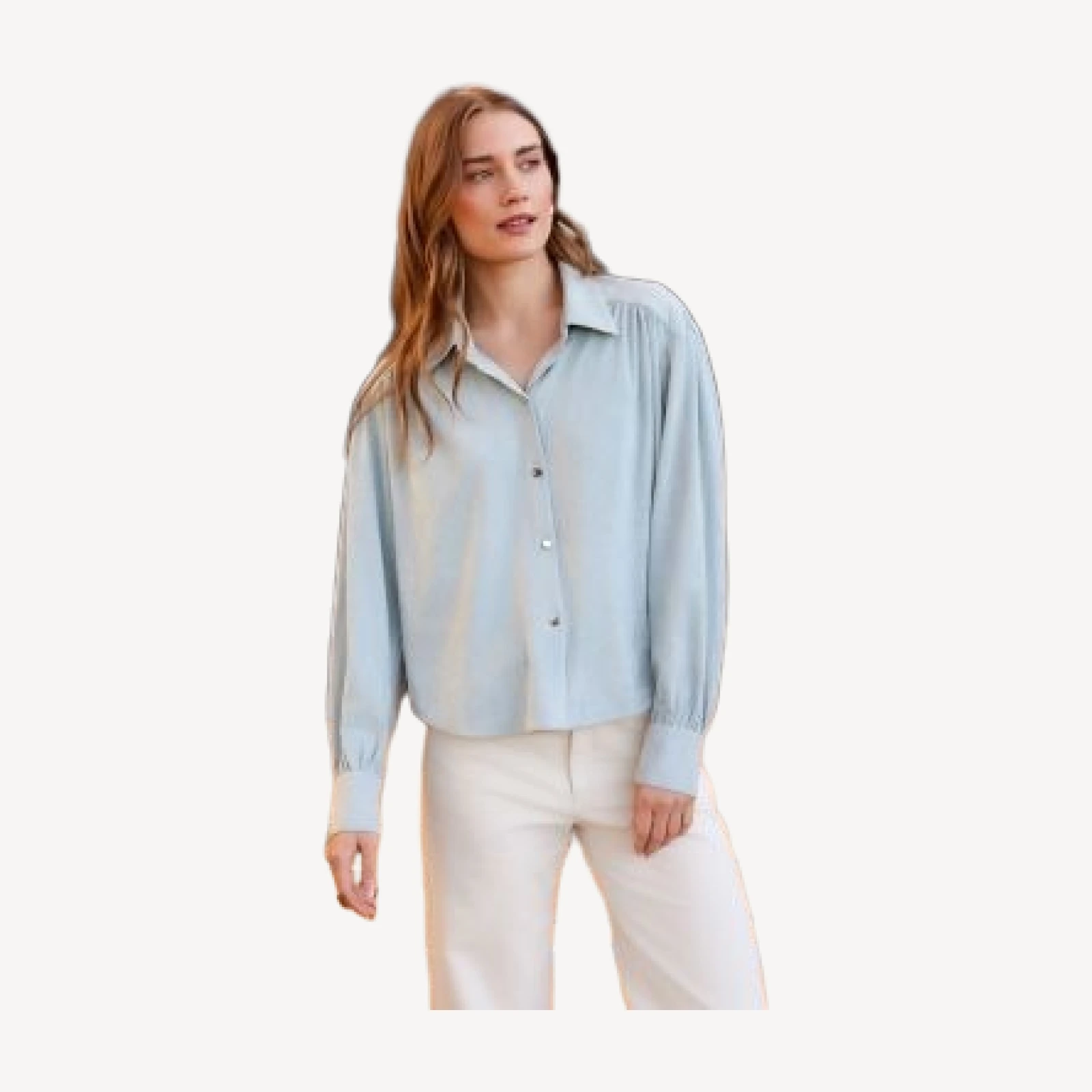 Karen Kane Faux Suede Embellished Dropped Shoulder Blouse