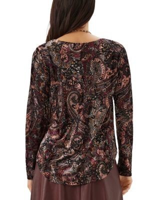 Karen Kane Long Sleeve Velvet Burnout Shirttail Top