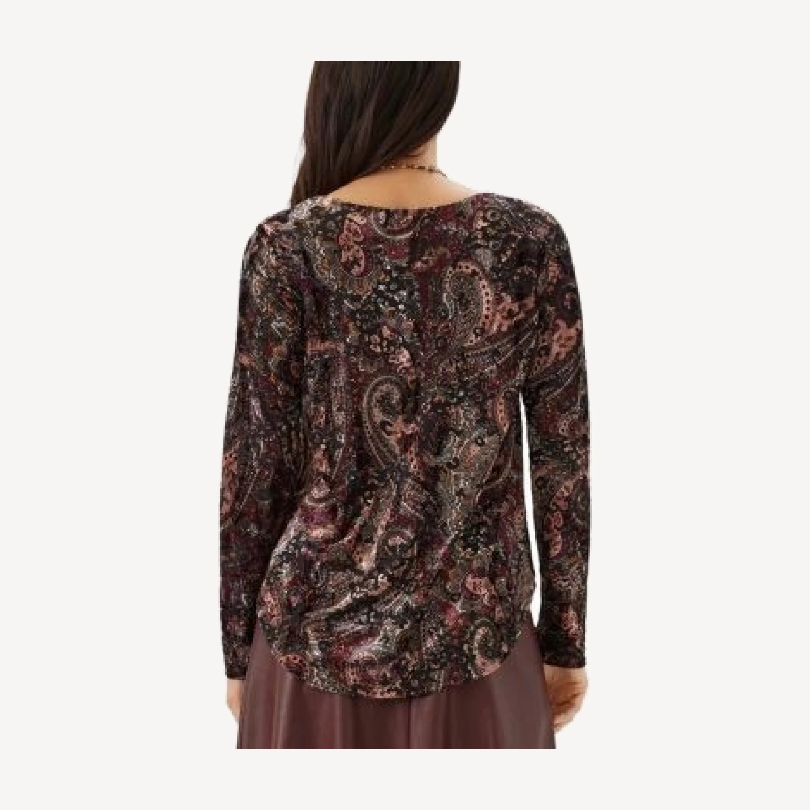 Karen Kane Long Sleeve Velvet Burnout Shirttail Top