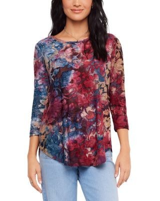 Karen Kane Tie Dye Burnout Shirttail Hem Top