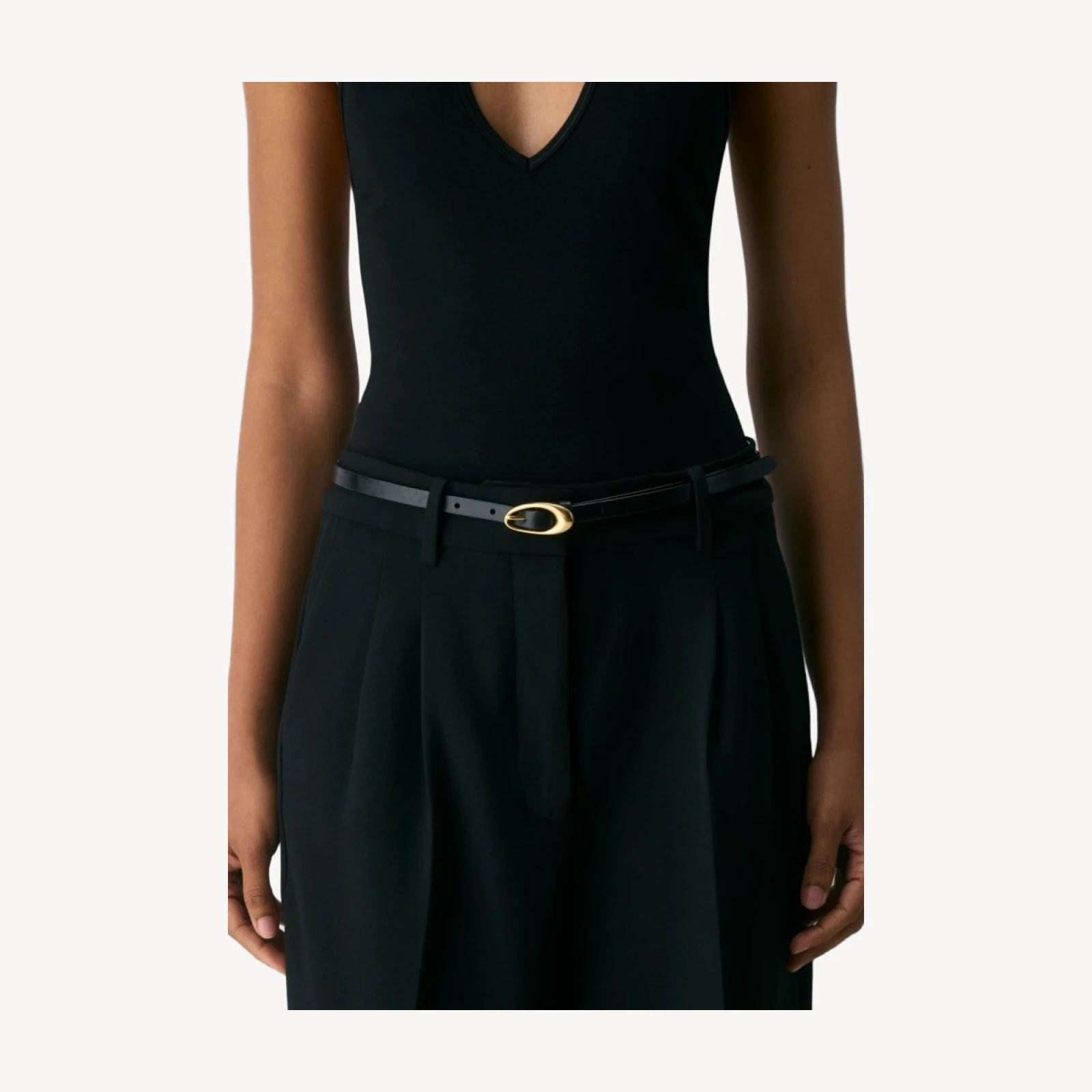 Perennial Solid Brass Leather Slim Belt