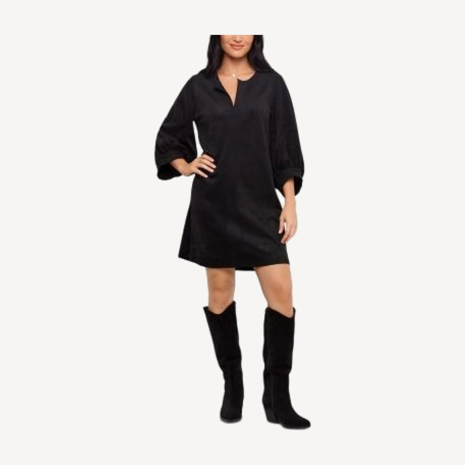 Karen Kane Faux Suede Puff Sleeve Dress