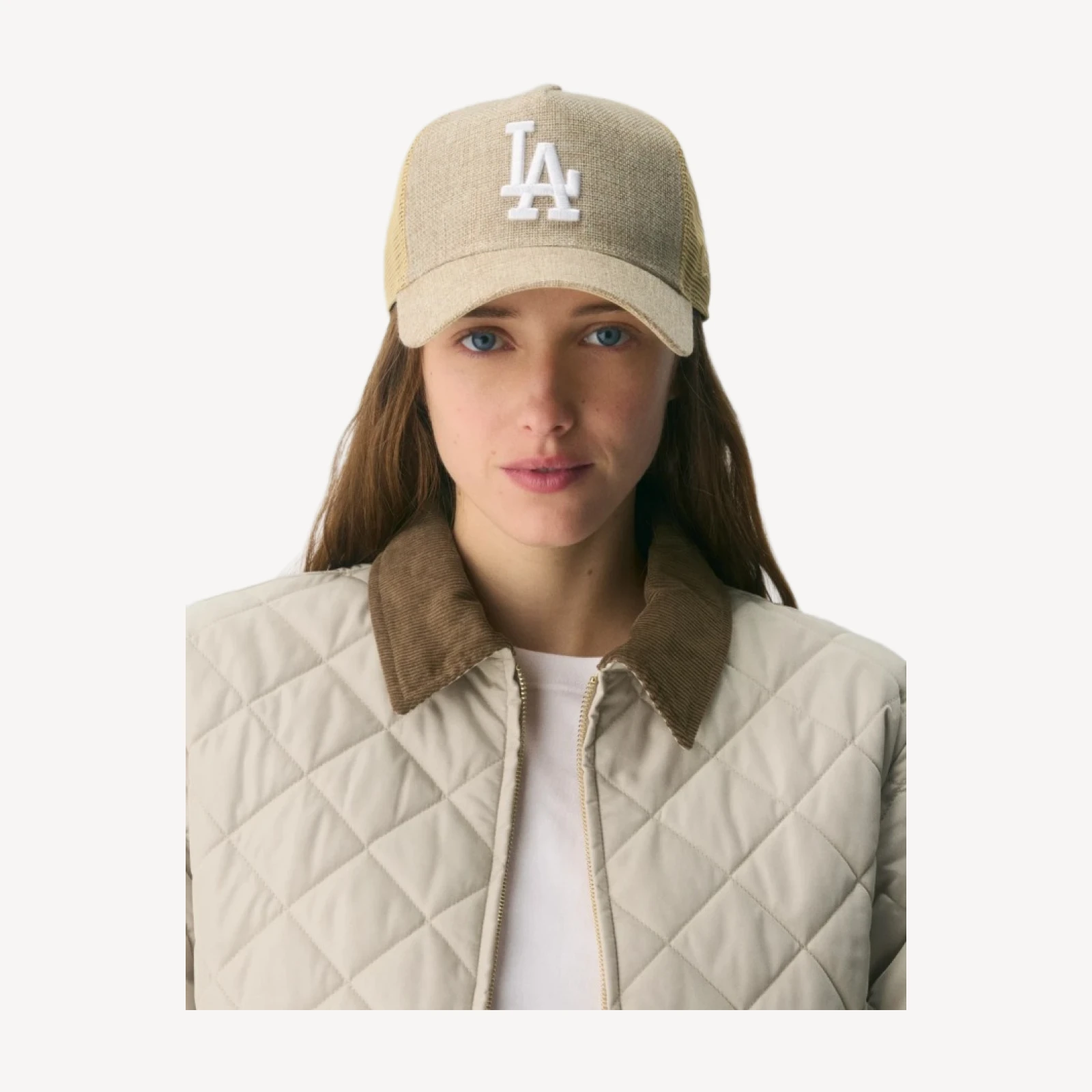New Era LA Dodgers 9FORTY Raffia A-Frame Trucker Hat