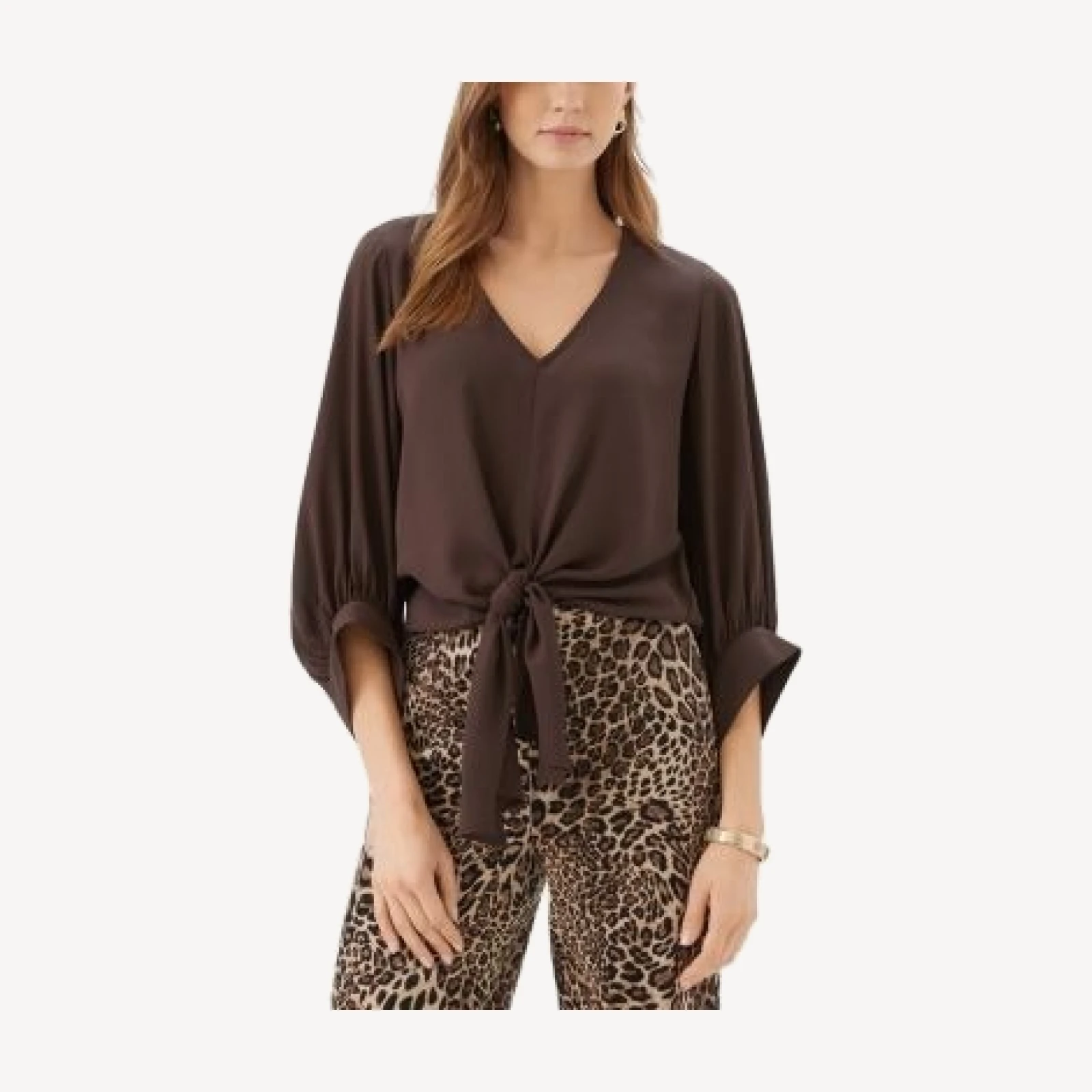 Karen Kane Blouson Sleeve Tie Front Blouse