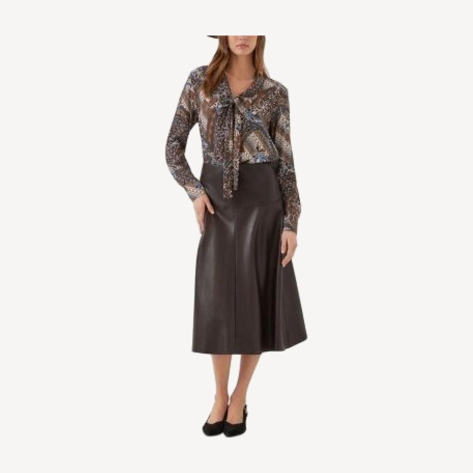 Karen Kane Faux Leather Midi Skirt
