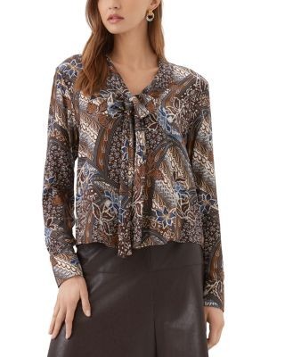 Karen Kane Bow Neck Long Sleeve Blouse