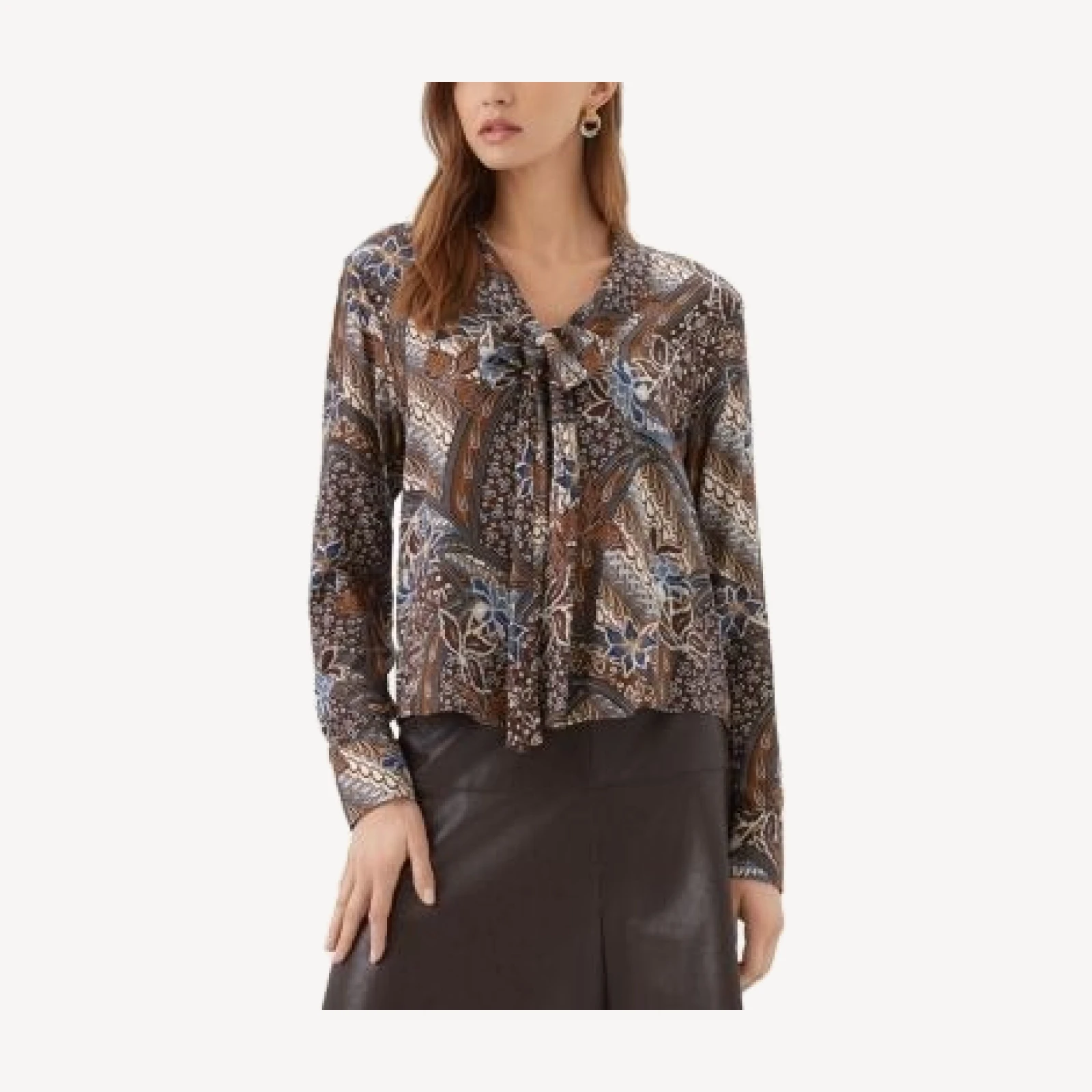 Karen Kane Bow Neck Long Sleeve Blouse
