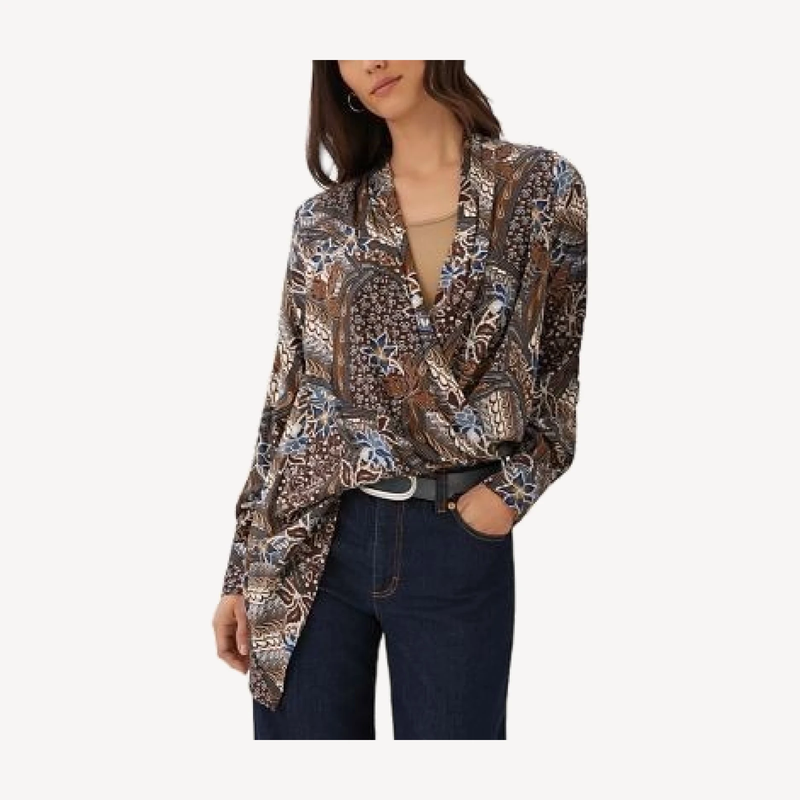 Karen Kane Layered Hem Faux Wrap Top
