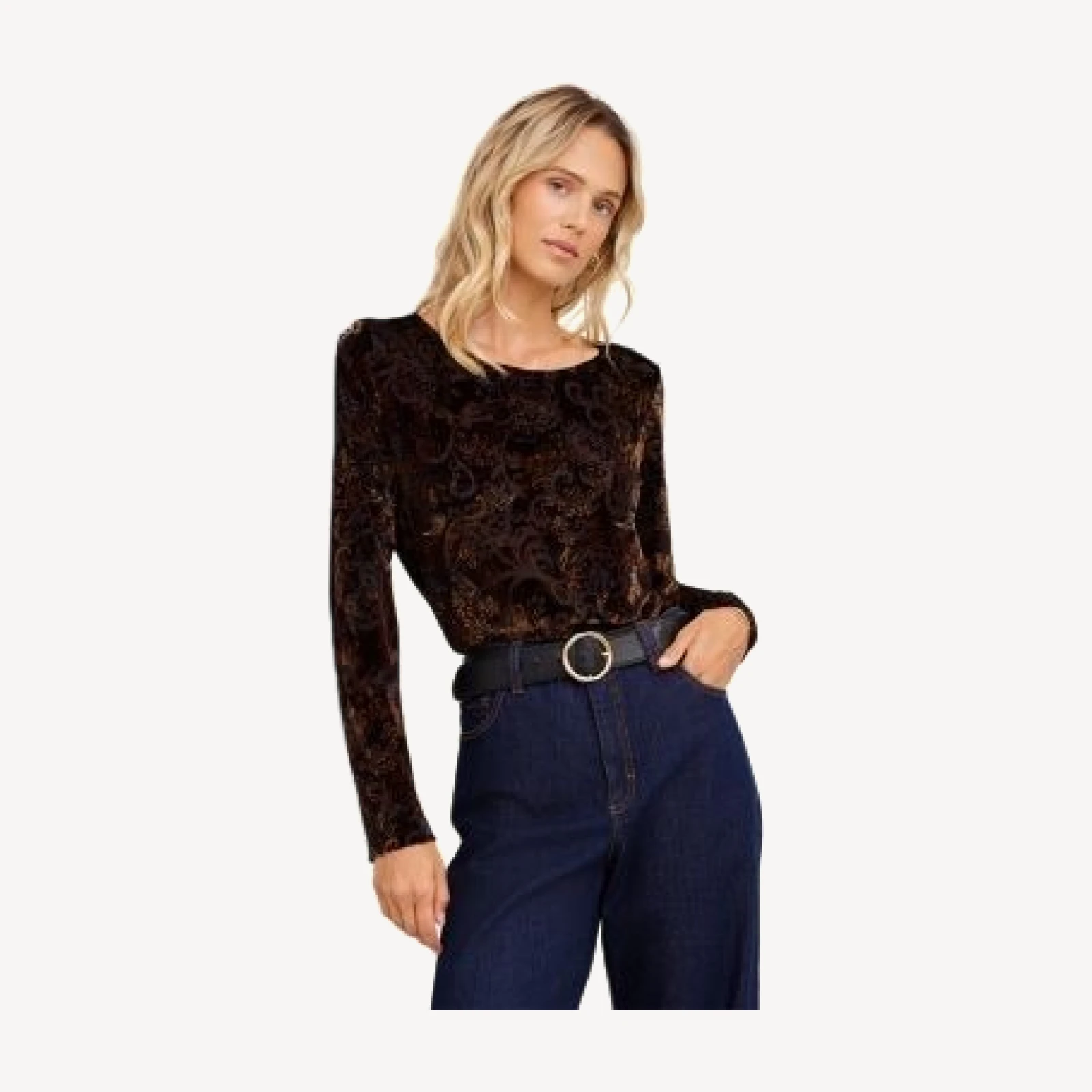 Karen Kane Velvet Burnout Long Sleeve Top