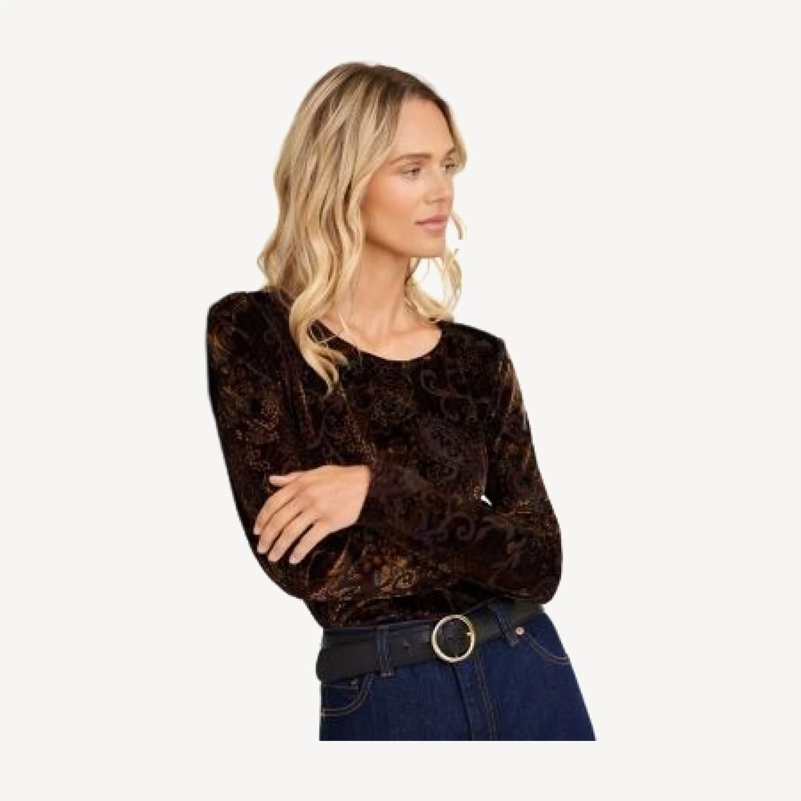 Karen Kane Velvet Burnout Long Sleeve Top