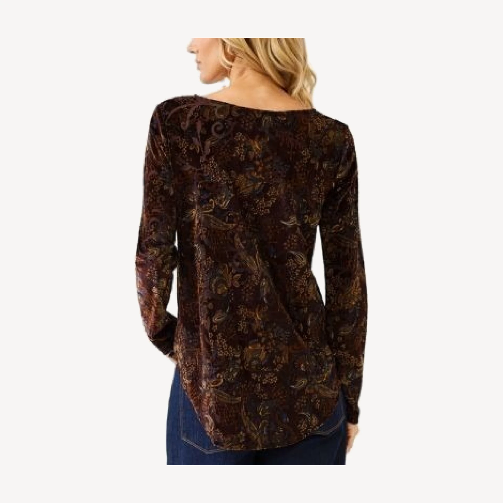 Karen Kane Velvet Burnout Long Sleeve Top