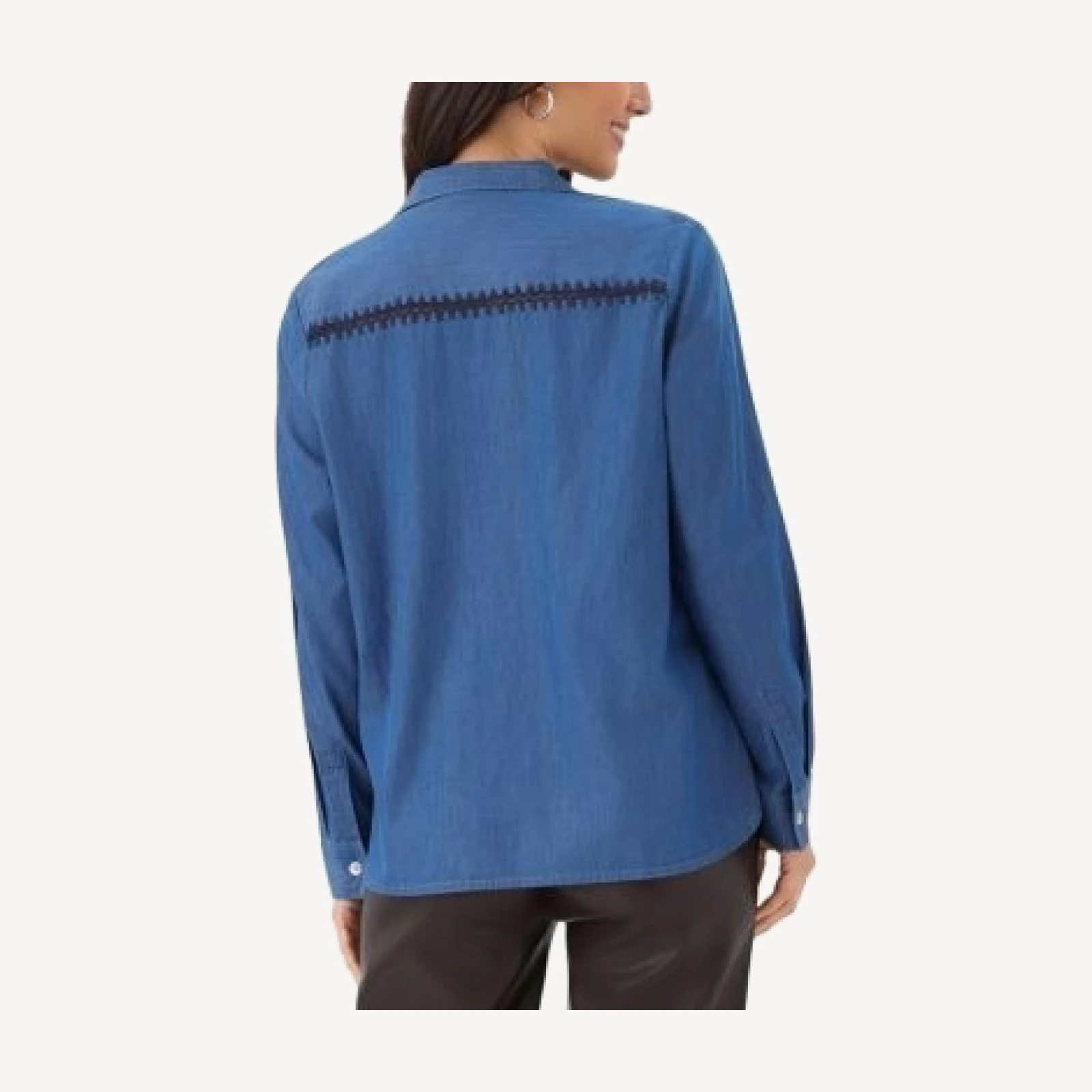 Karen Kane Crochet Trim Button Up Shirt